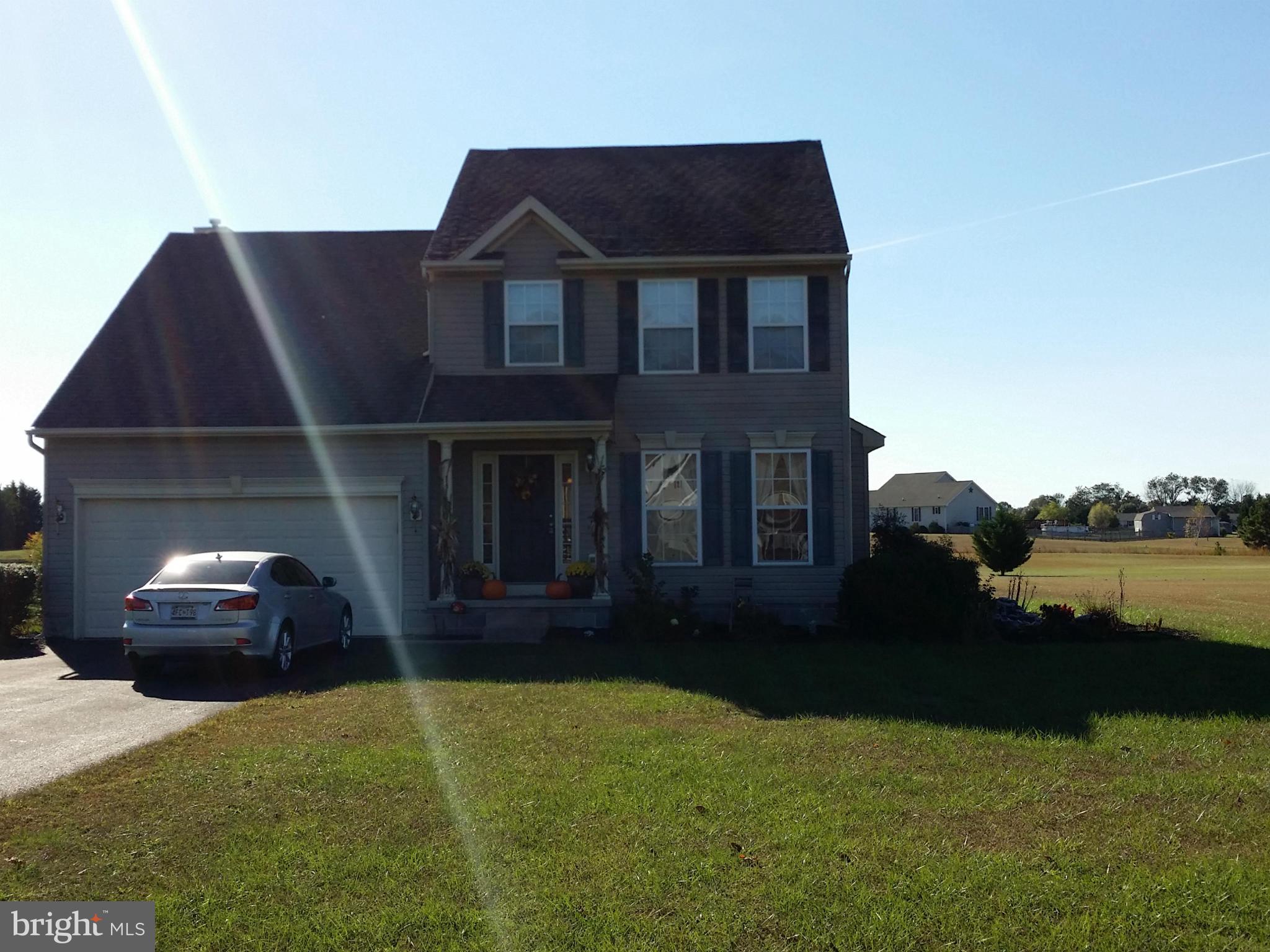 Beautiful contemporary home on large corner lot in the country,  features 4 bedrooms, 2.5 baths, kitchen w/ 42" cabinets, recessed lighting,, silstone counters and ceramic tile flooring, family room w/ beautiful stone gas fireplace, master bedroom w/ walk-in closet and super bath, nice deck overlooking backyard, 2 car garage, paved driveway and nicely landscaped....MUST SEE!!  Priced to sell