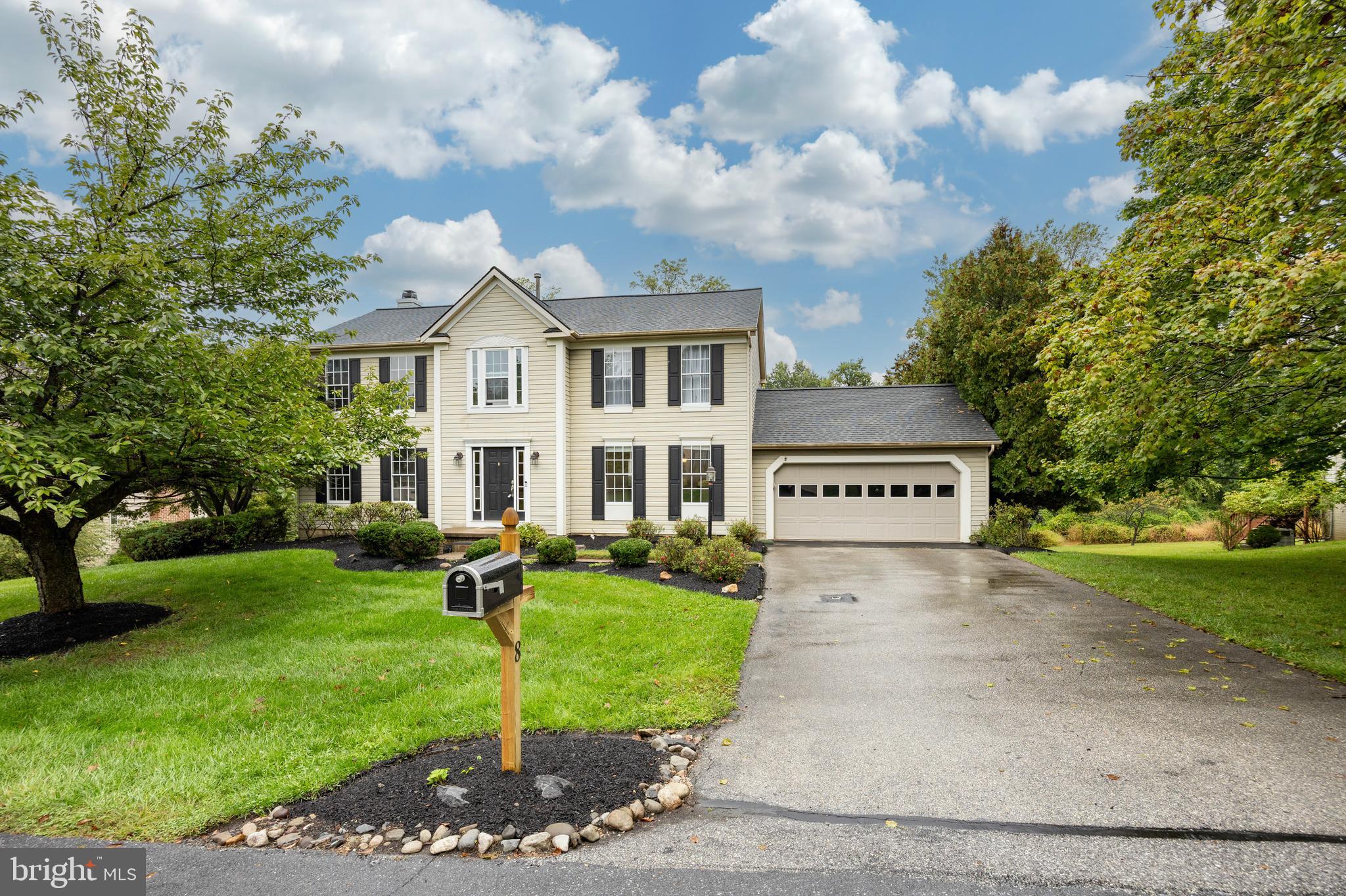 Welcome to this exceptional 5-bedroom home in the desirable Balmoral community, move in ready. If you are looking for 5 bedrooms then this is it. The main level features a large foyer, a versatile living room with French doors, perfect for a home office, a formal dining room, and an eat-in kitchen overlooking the serene, wooded backyard. The kitchen flows seamlessly into a spacious family room with a fireplace and double French doors leading to a beautiful bright sunroom room—an inviting space to relax and enjoy the view. The first floor is finished off with a laundry room, powder room and 2 car garage. Step outside to the expansive deck, ideal for outdoor entertaining and summer barbecues. Upstairs, the large primary suite offers two walk-in closets and a generous ensuite bath. Four additional, well-sized bedrooms share a full hall bathroom. The expansive tastefully finished lower level, with sliding doors to the backyard, provides even more living space for recreation or gatherings. Close to Rt 52, Kennett Square, Greenville, DE and multiple shopping centers and supermarkets. Easy access to all main arteries I-95, Rt. 1 etc.