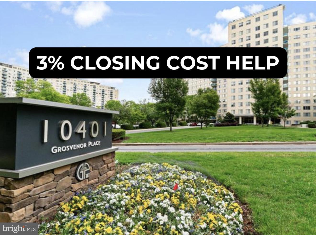Seller offering $5,000 toward buyer's closing cost.

Welcome to this bright and well-maintained condo in the highly desirable Grosvenor area of North Bethesda! This spacious unit offers a comfortable, functional layout with abundant natural light and generous living areas, along with lovely 10th-floor views of the Georgetown Prep campus.

The home features a desirable open-concept kitchen with updated finishes, along with brand new carpeting throughout, creating a fresh and inviting feel.

The building provides exceptional convenience with a central boiler and chiller system, and all utilities included in the condo fee, even WiFi, allowing for truly low-maintenance living.

Recent updates include HVAC/fan coil units, windows, and door locks, adding value and peace of mind. In addition, the condominium association is scheduled to replace all windows in September, a significant upcoming capital improvement for the future owner.

The unit also features custom closet systems for enhanced storage and organization. A unique bonus: a retractable TV in the second bedroom conveys (as-is), offering flexibility for use as a guest room, office, or media space. All light fixtures convey as well.

Ideally located just minutes from Grosvenor-Strathmore Metro, major commuter routes, shopping, dining, and parks, an excellent opportunity for both homeowners and investors.