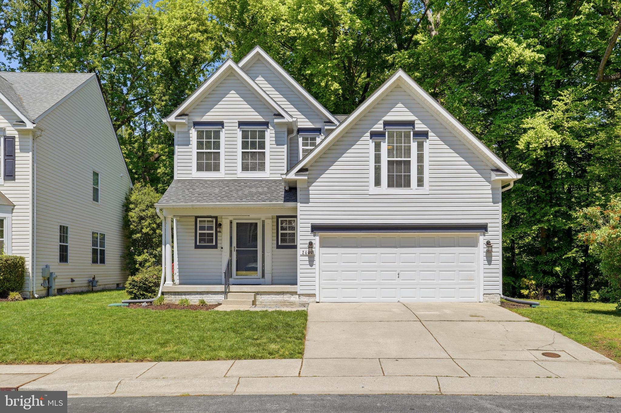 Beautifully maintained colonial in the sought-after Walden golf course community! Situated on one of the larger lots backing to trees and the 2nd fairway, this home offers privacy and scenic views. Featuring 4 spacious bedrooms, 2.5 baths, and over 2,600 square feet, the layout is ideal for both everyday living and entertaining.
The main level showcases  hardwood floors, carpet, and a bright, open floor plan with a two-sided fireplace connecting the living and family rooms. The kitchen includes granite countertops, stainless steel appliances, and ample cabinet space.
Upstairs, the expansive primary suite features a vaulted ceiling, walk-in closet, and a en-suite bath with soaking tub and separate shower. Additional highlights include a two-car garage, custom deck, and unfinished basement with room to expand.
Conveniently located near Ft. Meade with easy access to Washington DC and Baltimore, this home combines comfort, style, and a prime location.