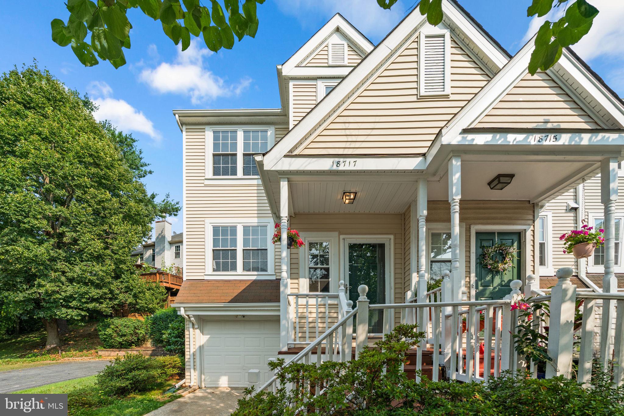 Just steps from the desirable Gunners Lake, welcome to this beautifully maintained three-bedroom, 2.5-bath end-unit townhome with a one-car garage in the Gunners Lake Village community. Windows on three sides fill the home with natural light, while hardwood floors, crown molding, and a bright, open layout create a warm and inviting feel throughout.

The spacious living room flows into a separate dining area surrounded by windows—ideal for both everyday living and entertaining. Remodeled in 2020, the kitchen features white cabinetry, granite countertops, a subway-tile backsplash, and generous cabinet and counter space. Brand-new stainless-steel appliances include the microwave, dishwasher, and range. A rear door opens directly onto the expansive deck, offering plenty of room for outdoor dining, entertaining, or simply relaxing while overlooking the surrounding green space.

Hardwood flooring continues throughout the upper level. The spacious primary suite features windows on two sides, a ceiling fan, ample closet space, and a private full bathroom. Two additional bedrooms and a second full bathroom complete this level.

The finished lower level provides even more versatile living space, with room for a recreation area, home office, gym, or playroom, along with additional storage and a dedicated laundry area.

Additional improvements include a new HVAC system installed in 2019, blown-in attic insulation added in late 2022, and a new electrical panel installed in 2025.

Enjoy the added privacy and outdoor space of an end-unit setting, plus the convenience of an attached garage and private driveway. Gunners Lake Village offers community pools, playgrounds, walking paths, and scenic lake access. Conveniently located near shopping, dining, MARC transportation, and major commuter routes, including I-270.