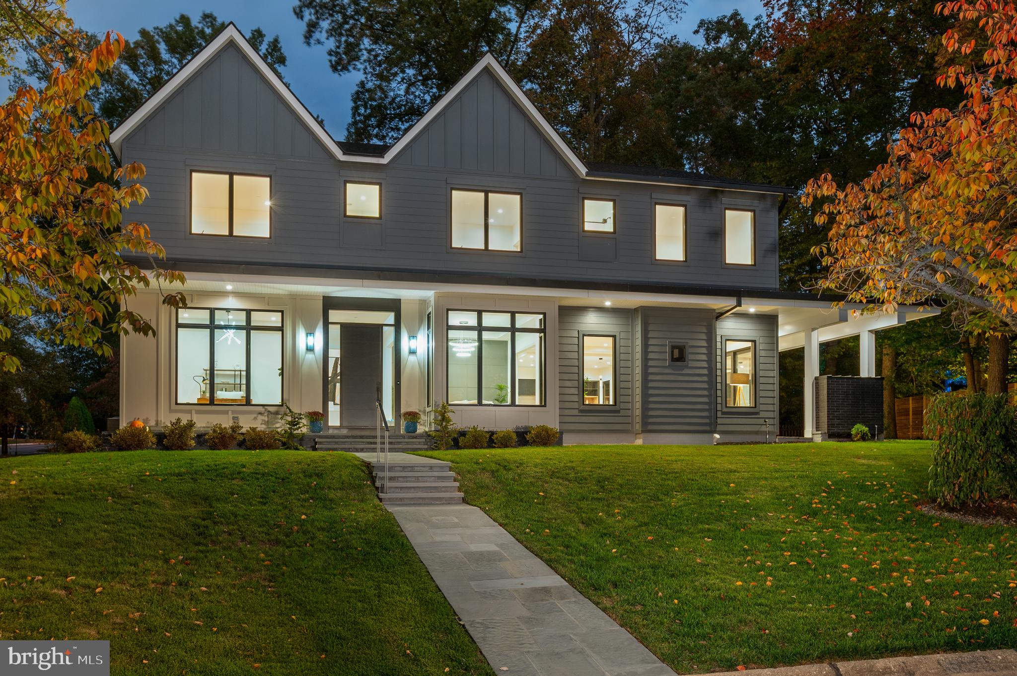 Main features

Located in the highly sought-after Kenwood Park neighborhood, this brand-new residence by Red & Friends, design and interiors by Duren Projects, sits on an expansive quarter-acre corner lot and offers over 6,100 sq ft of living space. The home features five bedrooms (with an optional sixth), five full bathrooms, two half bathrooms, and an elevator-ready shaft. Ideally situated, it is just 5 minutes to downtown Bethesda, near to Westbard Square’s new shops and restaurants, the Metro, major commuter routes, and offers direct access to Washington, D.C.

This home is not a typical new construction built merely to match nearby comps. The residence was conceived and executed with a true custom-home mindset. Every element, from the architectural proportions and premium materials to the refined detailing and integrated design vision, reflects a higher level of craftsmanship and thoughtful planning rarely found in speculative builds. The result is a home that offers not only exceptional space and functionality, but also the character, quality, and long-term value of a custom-designed residence.

Design & Finishes
A true custom build, this home showcases high-end design details throughout. The interior seamlessly blends colors and textures, enhanced by sophisticated lighting fixtures in all main rooms. 7.5” wide solid white oak flooring, complements contemporary custom steel railings with matching white oak handrails, while extra-large Andersen 400S windows bathe the home in natural light, creating an elegant architectural flow.

Main Level
Soaring 10’ ceilings create an open and inviting atmosphere. The layout features a welcoming foyer, an elegant formal dining room, a sun-filled seating area/studio, and a spacious family room with gas fireplace. The gourmet kitchen is designed for both function and style, offering two distinct islands: a cooking island with Thermador appliances and a bar island adjacent to the wet bar area, plus a separate dining room overlooking serene trees. Custom cabinetry, a walk-in pantry, quartz countertops and backsplash, and 16-foot sliding glass doors to the covered porch complete the space. A designer powder room, mudroom with expanded storage space, and 2-car garage finish this level.

Second Level
The luxurious primary suite boasts dual walk-in closets and a spa-inspired bathroom clad in warm wood-toned porcelain, featuring a soaking tub, double-shower-head walk-in shower, and dual vanities with LED mirrors. Three additional bedrooms include en-suite baths, complemented by an open loft and a convenient laundry room.

Lower Level
The expansive recreation room with wet bar and wine cellar/storage anchors this level. A flexible bonus room (perfect as a gym or additional bedroom), guest suite with en-suite bath, powder room, and a charming kids’ playhouse under the stairs complete this versatile space.

Outdoor Living
Professionally landscaped grounds offer a flagstone covered porch with brick-clad gas fireplace, plus a separate terrace off the kitchen ideal for grilling.