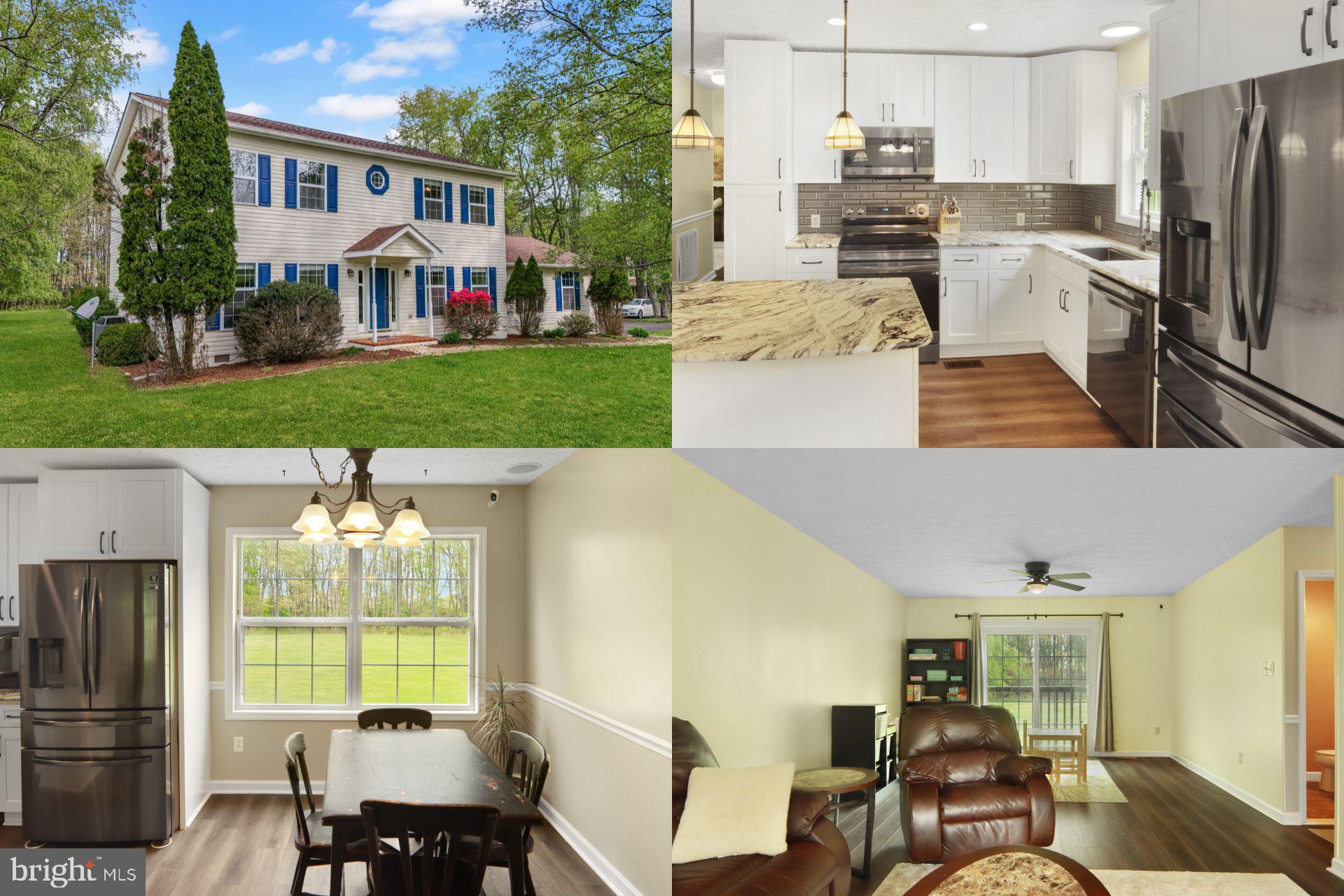 This colonial home is situated on 3 acres and is surrounded by mature plush landscape.  It features a newly updated kitchen, stainless appliances, an island and table space.  The main level has room for an office or formal dining space plus an oversized family room.  The upper level has 3 spacious bedrooms. The backyard is perfect for a pool, play area and garden.  With its great location, you are just minutes from all the amenities and communing routes to Maryland and Virginia.  This home has a brand new roof and is move-in ready! Schedule your appointment today!