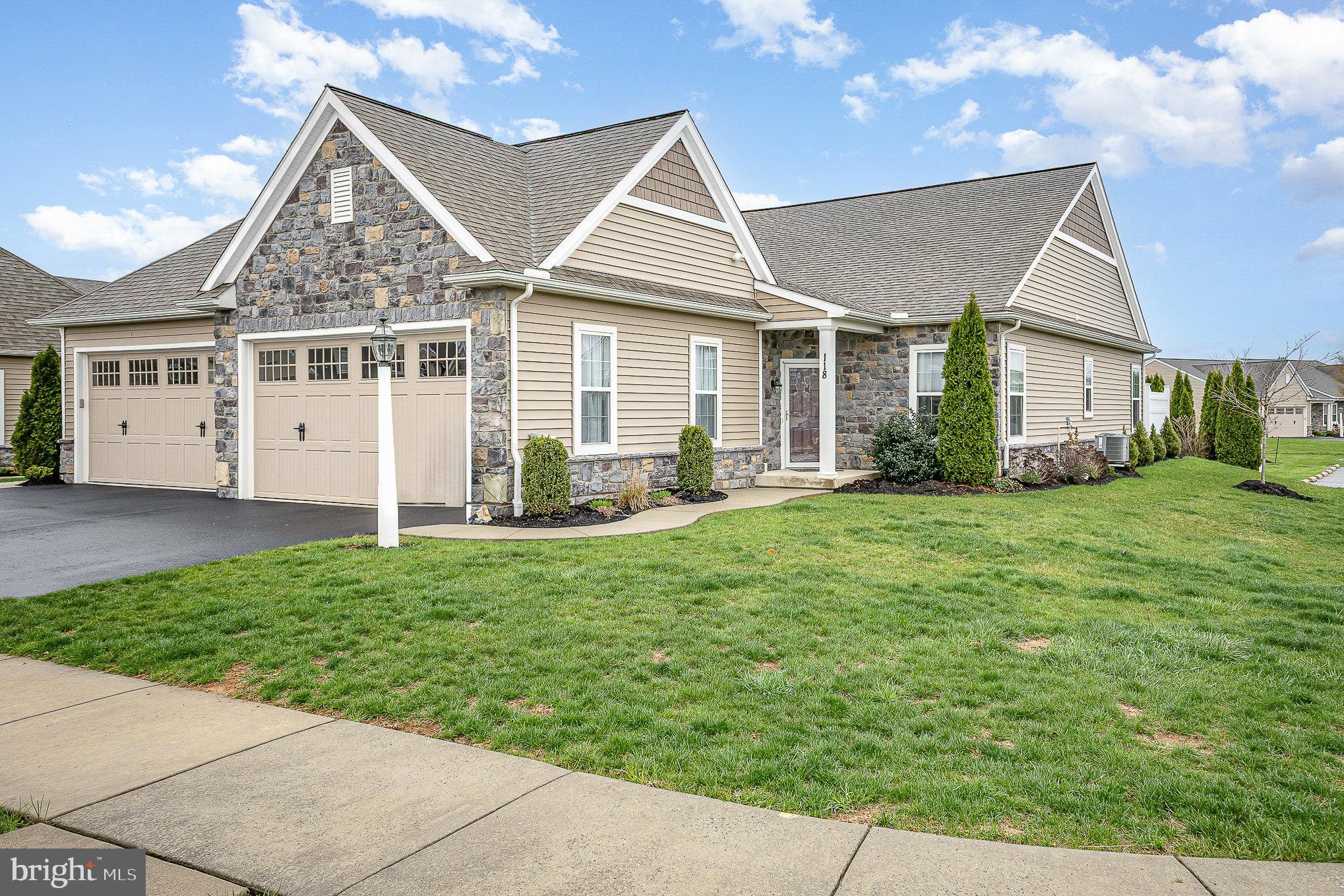 Welcome to your peaceful haven in The Village at Springbrook Farms! This beautifully maintained 2 bedroom, 2 bath carriage-style condo, built in 2018, offers the perfect blend of comfort, style, and maintenance-free living in the Palmyra School District.

Inside, you’ll love the ease of single-level living with engineered wood floors throughout much of the home. The open-concept kitchen features granite countertops, stainless steel appliances, and a spacious island, perfect for both everyday living and entertaining. A bright and airy sunroom leads to a private patio overlooking the backyard—just the spot to enjoy your morning coffee or evening breeze.

The condo association handles the exterior, including lawn care, snow removal, and even some home maintenance, so you can spend more time enjoying life and less time on chores.

Additional highlights include an attached 2-car garage, efficient gas furnace, and central air for year-round comfort.

Make this carriage house your next home—your carriage awaits!