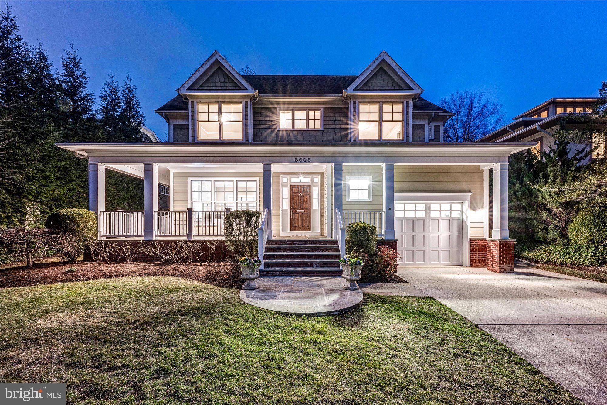 This meticulously maintained, Cafritz-built home in the sought after Somerset neighborhood, offers an abundance of space and sophistication, with 6 generously sized bedrooms, 5 full bathrooms, and 1 half bathroom. The charming front façade features a wrap-around porch, inviting you into a world of warmth and elegance. Upon entering, a grand foyer ushers you into the home, designed for both formal gatherings and relaxed everyday living. The main level presents a versatile living room, ideal for intimate conversations, quiet reading, or enjoying a movie. The formal dining room, capable of seating 10, sets the stage for memorable dinner parties and family celebrations. A butler's pantry adds convenience and extra storage to the heart of the home. The spacious kitchen, with its oversized center island offering bar seating, is complemented by a cozy breakfast nook, creating the perfect environment for hosting family and friends. The family room, centered around a charming fireplace, flows seamlessly into a screened-in porch complete with a refrigerator and ice maker, offering a peaceful retreat for unwinding and entertaining. 
Additional features on the first floor include a mudroom, laundry room, and powder room, as well as direct access from the one-car garage with an extra storage area. The gleaming hardwood floors throughout the main level add an element of timeless elegance. The second floor reveals a thoughtfully designed landing area, ideal for lounging or watching TV. The expansive primary suite is a serene sanctuary, featuring two walk-in closets and a luxurious en-suite bathroom with dual vanities, a soaking tub, and a separate shower. Three additional well-appointed bedrooms, along with two full bathrooms, complete this level. The uppermost floor offers a private bedroom with its own sitting area and a full bath, ensuring both comfort and seclusion. All levels boast newly installed carpet, enhancing the home’s appeal. The lower level offers a spacious recreation room with ample space for playroom, exercise room and home theater.  The lower level includes an additional bedroom, a full bathroom, a workshop, and large ample storage spaces, perfect for all your needs. The professionally landscaped backyard serves as a serene oasis, featuring a patio, tranquil pond with waterfall, fire pit, and a built-in gas grill, creating an idyllic setting for outdoor relaxation and entertainment. Nestled in the coveted Somerset neighborhood, this home offers access to a town pool, playground, tennis courts, basketball court and batting cage. It is only a short walk to downtown Bethesda, Norwood Park, Friendship Heights, the Metro Redline, local dining options, and the scenic Capital Crescent Trail, perfect for walking, hiking, or biking.