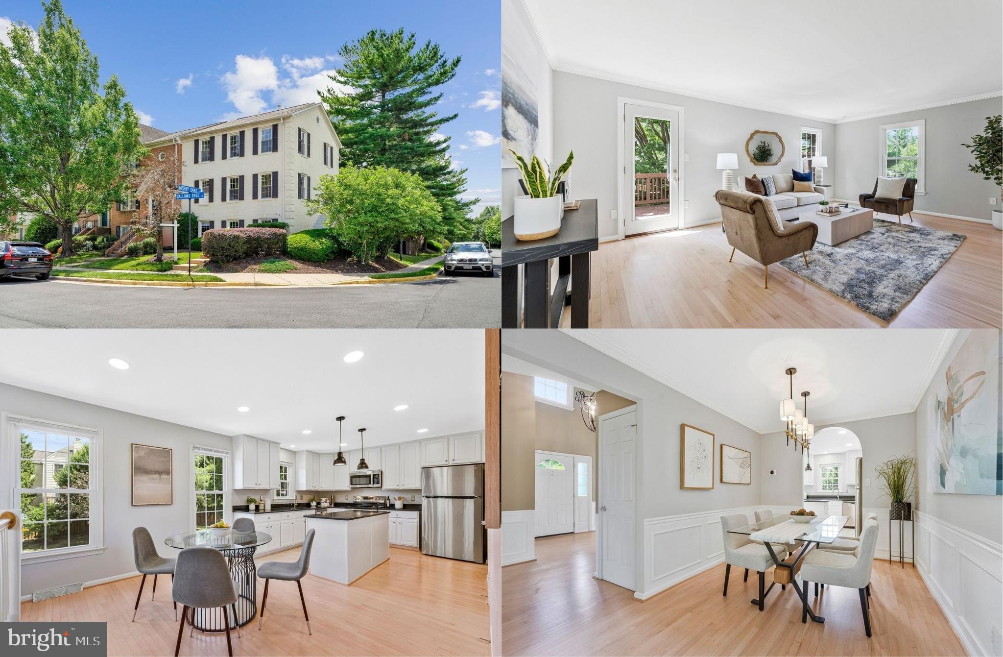 This gorgeous end-unit townhome offers over 2,700 finished square feet of living space with 4 bedrooms, 3.5 baths, and a premium corner lot with an oversized yard and backing to trees. This home fully gutted and completely renovated in 2004 is infused with countless upgrades and recent updates including new hardwood floors on the upper level, main level maple hardwood flooring refinished in 2025 and new lower-level carpet in 2025, brand new refrigerator, range/oven, and microwave, washer, dryer, and a new HVAC make it move-in ready! A stately brick exterior, private side entrance, large deck, rear fenced yard, beautiful hardwood flooring, decorative moldings, fireplace, and abundant windows on three sides create a bright and inviting atmosphere throughout. An impressive entrance welcomes you into a spacious foyer with a grand staircase, soaring ceilings, and an airy, open floor plan. The gourmet kitchen features granite countertops, 42" cabinetry, brand-new stainless-steel appliances, a center island with chic pendant lighting, a pantry and a breakfast area for everyday dining. Upstairs, the spacious owner's suite includes hardwood flooring, a walk-in closet, and a private bath with a dual sink vanity, while two additional bedrooms, each with hardwood flooring and one with a walk-in closet share the hall bath. The finished walk-out lower level offers a recreation room with a floor-to-ceiling stone fireplace, a light and bright 4th bedroom, a 3rd full bath, and storage closets making it ideal for guests or additional living space. Adding to the convenience of this fabulous home, there is plenty of parking on both corners of the townhome for guests and owners and parking is never a concern. Conveniently located near I-495, Gallows Road, Routes 7 and 123, Metro, Tysons Corner, Tysons Galleria, parks, and Wolf Trap, this home combines elegance, comfort, and convenience.