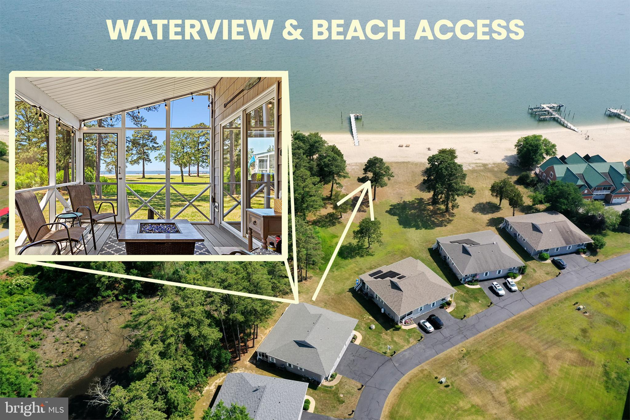 17282 Crab Pot Lane offers an exceptional opportunity to enjoy the waterfront lifestyle you've always dreamed of. Nestled along the shores of the Potomac River in picturesque Piney Point, this beautifully maintained waterfront duplex combines breathtaking views, private beach access, and maintenance-free living in one incredible package.  MAIN LEVEL LIVING with some accessibility features in primary bathroom. Wake up each day to stunning panoramic views of the Potomac River and enjoy direct access to one of the finest sandy beaches in St. Mary's County. Whether you love swimming, fishing, kayaking, beachcombing, sunbathing or simply relaxing by the water, this property delivers a true waterfront experience. Inside, this spacious 3-bedroom, 2-bath home is filled with natural light and features beautiful wood flooring, neutral paint throughout, generously sized bedrooms, and an inviting open layout designed to maximize the spectacular views. The kitchen is appointed with granite countertops and ample workspace, making it perfect for everyday living or entertaining guests.  The true showstopper is the oversized screened porch featuring an outdoor kitchenette and incredible views of the beach, Potomac River, and surrounding marshlands. This is the perfect place to enjoy morning coffee, sunset dinners, or gatherings with family and friends while taking in the peaceful waterfront setting and watching the abundant wildlife. Additional features include a washer and dryer, private storage shed (#8), a roof replaced in 2021, a new heat pump installed in 2023, and a previously encapsulated crawl space completed by Home Services for added peace of mind.  The HOA provides an exceptional value, including private beach access, use of the community pier with boat slip, fishing and swimming opportunities, trash removal, and landscaping maintenance of all common green spaces.  Whether you're searching for a low-maintenance primary residence, a weekend retreat, or the perfect second home getaway, 17282 Crab Pot Lane offers a rare opportunity to own a slice of waterfront paradise in one of Southern Maryland's most charming coastal communities. Don't miss your chance to experience the beauty, tranquility, and recreation that make life on the Potomac River so special.