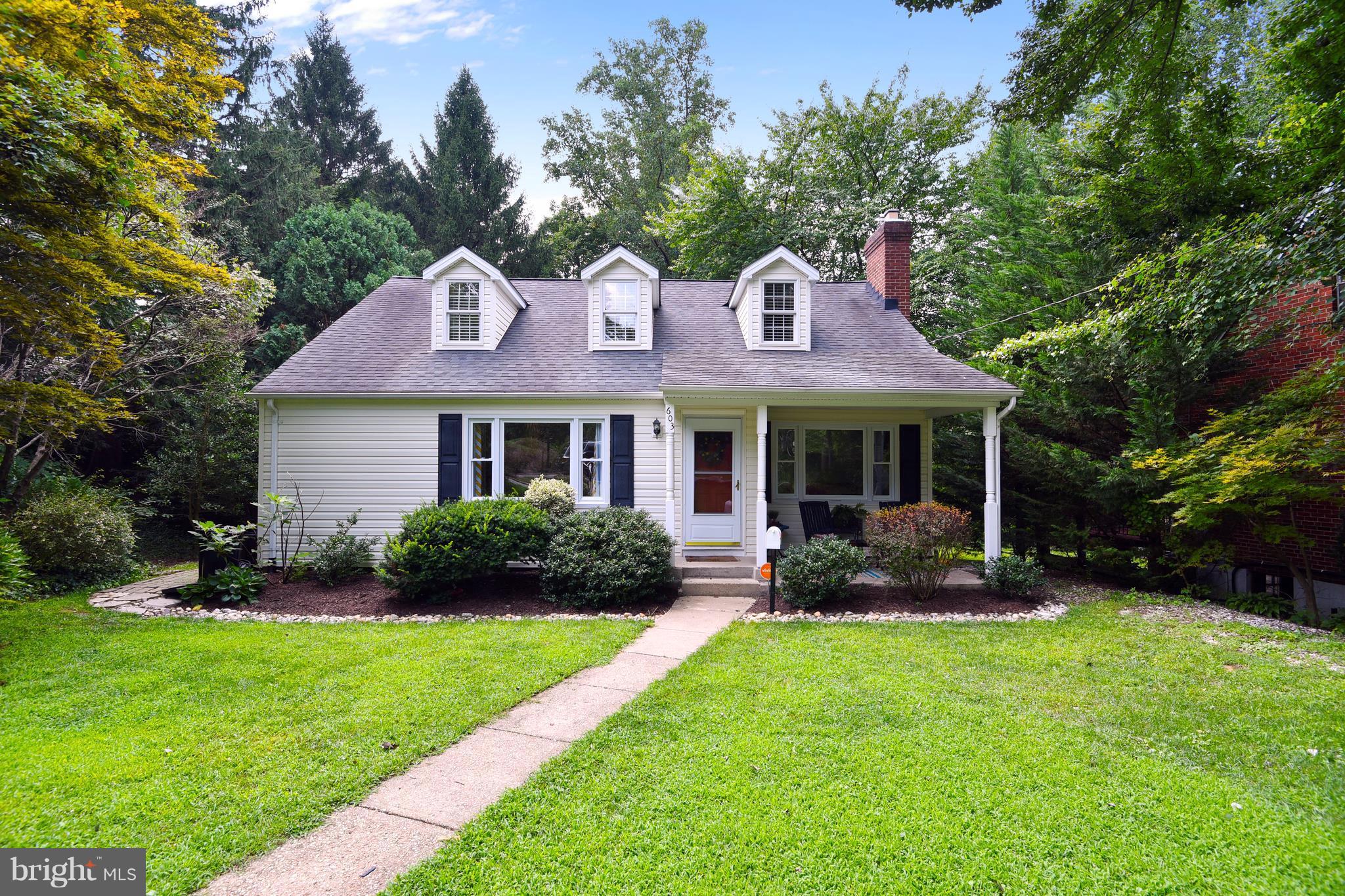 Comfortable, 5 BRM-3 bath Cape Cod on an attractive lot on a quiet street in the desirable West Towson Nbhood-Home is deceiving & larger than it appears from the outside-Relax on the cov front porch-Lower lvl has a spacious clubrm w/kitchenette & sliders to the rear yd & the 5th BRM w/daylight windows & 3rd full bath-EZ walk to Towson-2 zone heat & CAC-Private yard w/mature landscaping-A real gem.