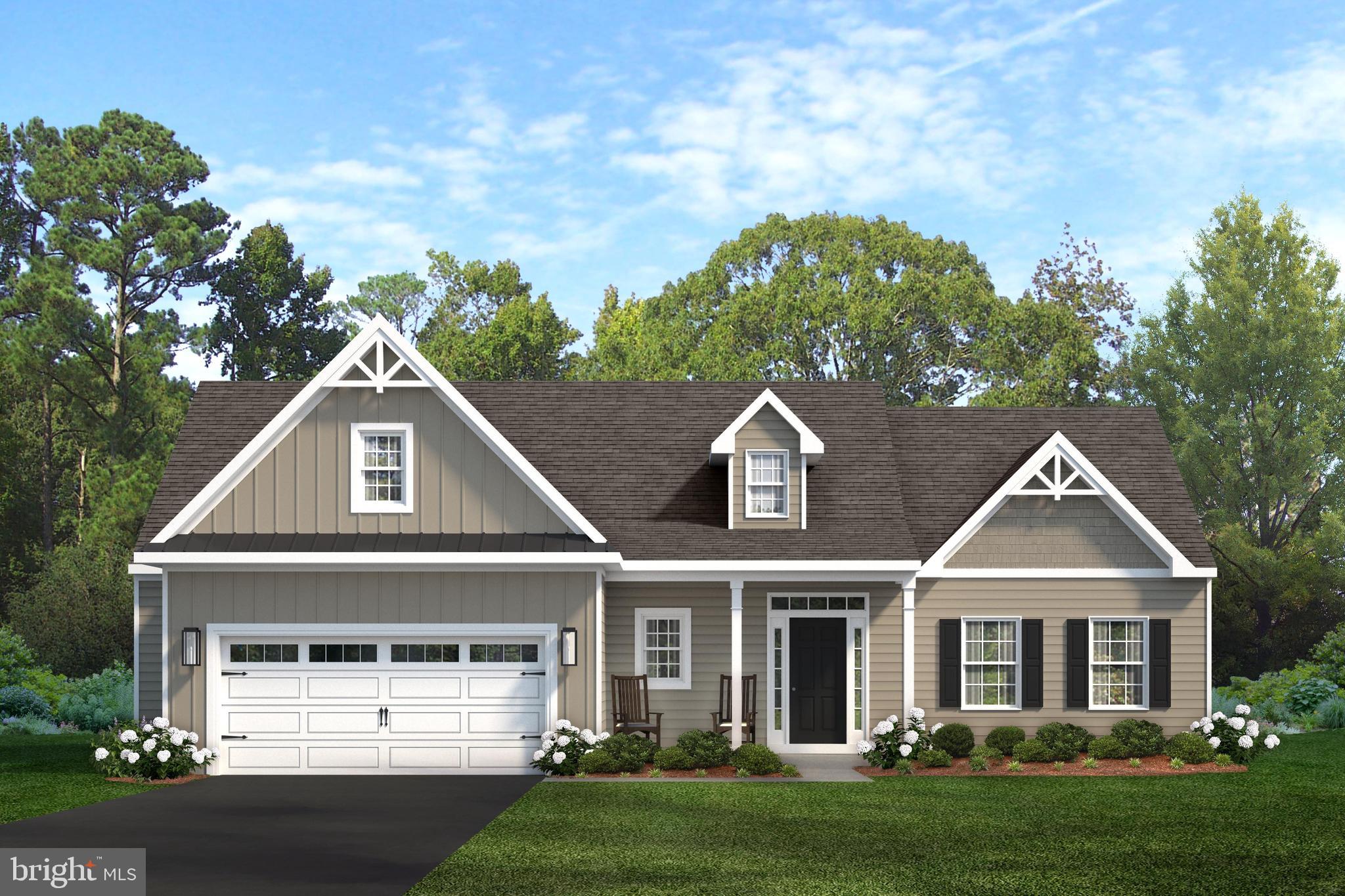 This Greenwich floorplan is available to be built at the Meadows at Wicklow.  Visit our model homes during our weekly Open House; Wednesday through Saturday from 12-5pm.  The Meadows at Wicklow 55+ Community offers 5 floorplans to build.  At 1,672 sq ft of living space, the Greenwich is our mid-sized ranch home. Featuring two to three bedrooms and two baths, this charming home has the potential to accommodate more living space with additional storage in your garage, added space towards the rear of your home and by adding a screened porch. The Greenwich allows for open concept living while providing privacy for your owner’s bedroom suite with guest bedrooms located adjacent to the great room. With charming built-ins, fireplace, and screened porch additions, it’s not hard to imagine this house transforming into your warm and cozy home. Many upgrades are included in the base price such as 9ft ceilings on first floor, full unfinished basement, maple cabinetry, stainless steel appliances and much more! 
Must use builder's affiliated lender and title company for any builder incentive. Terms and Conditions apply. See agent for details.
