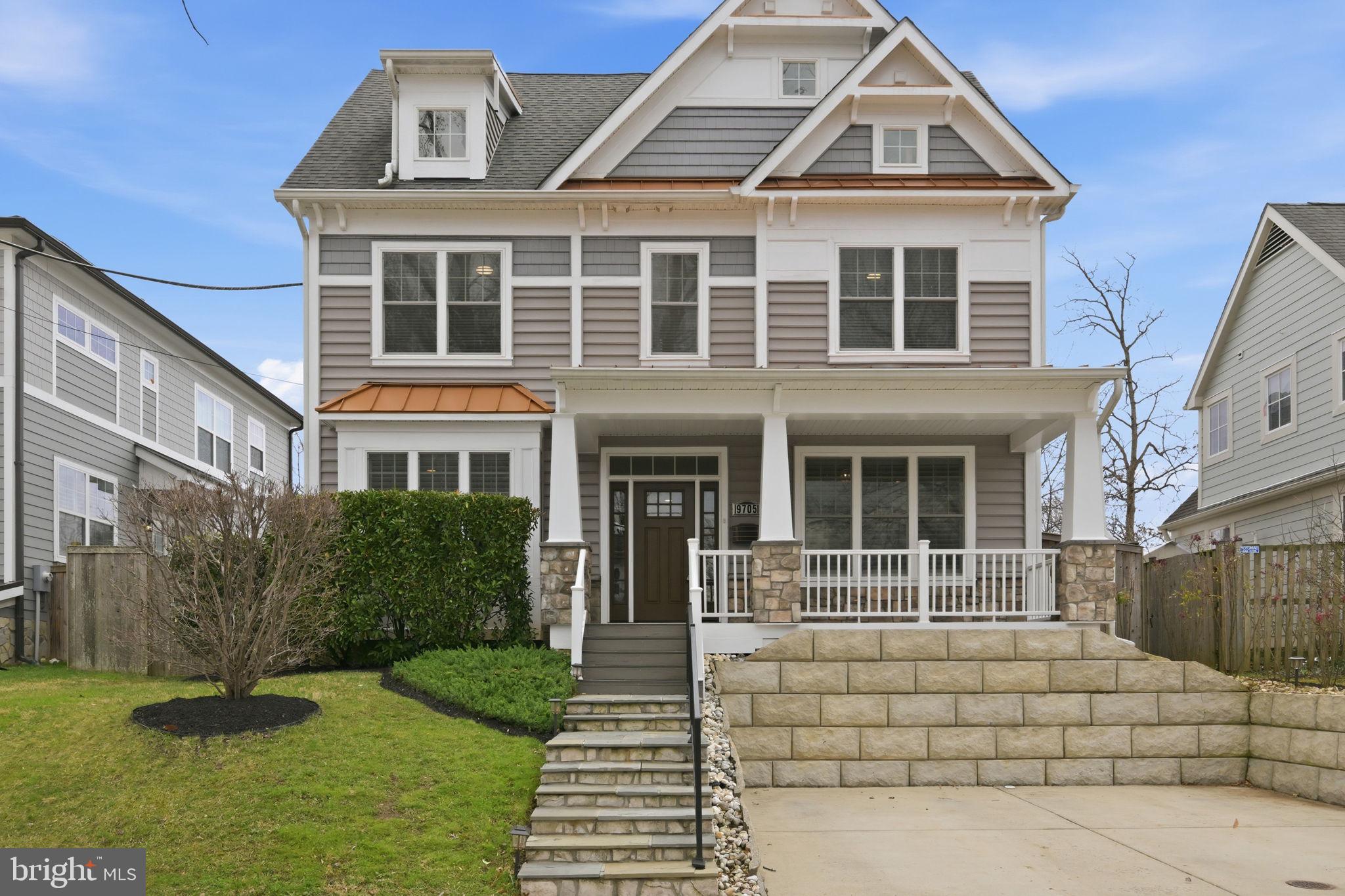 Welcome to 9705 Montauk Avenue — a beautifully appointed 5-bedroom, 4.5-bath residence offering refined living across thoughtfully designed spaces. From the moment you enter, you’ll notice the gleaming hardwood floors, elegant crown molding, and trey ceilings that add architectural charm throughout the home. The gourmet kitchen features stainless steel appliances with granite counters and flows seamlessly into inviting living spaces highlighted by a cozy gas fireplace — perfect for everyday living and entertaining alike. Upstairs, the luxurious primary suite serves as a private retreat, complete with two walk-in closets and a spa-inspired bath featuring dual vanities, a jetted soaking tub, and a separate shower.  Additionally, 3 spacious bedrooms, 2 bathrooms, along with a convenient laundry room complete this level for added ease. The top-floor level features a versatile loft space that can serve as a playroom or secondary office, and with its bedroom and full bath, easily functions as a private guest retreat. With a dedicated office/den on the main level and two-zone heating and air conditioning for year-round comfort, this home checks every box. An exceptional opportunity in ideally located in the Georgetown Village subdivision of Bethesda. This home was built in 2016 on top of the original crawl space.