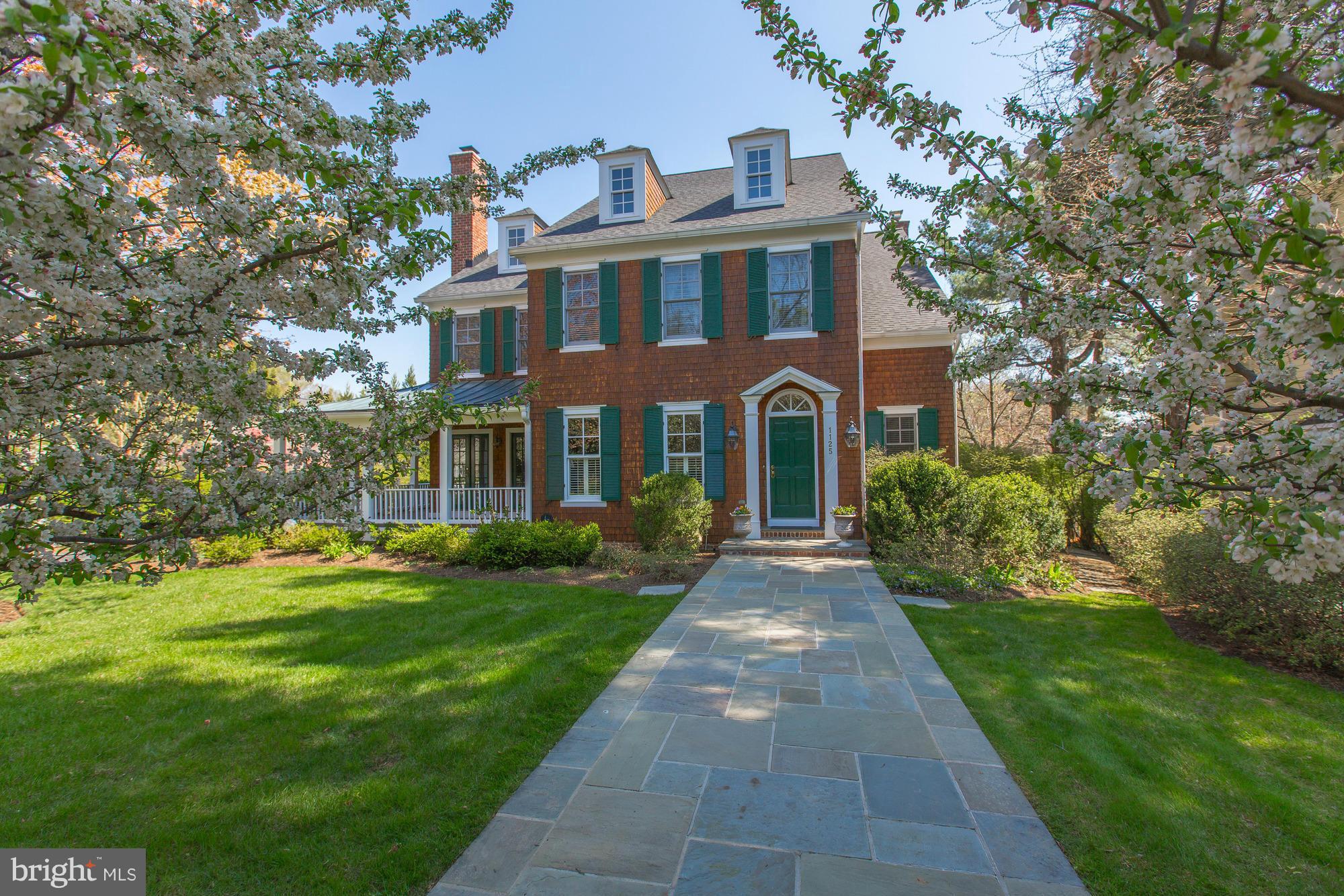 A truly special Nantucket style charmer in with a wrap around porch surrounded by lush landscaping & backyard with expansive stone terrace and pool with spa * Open floor plan with large light filled rooms * Great flow for entertaining * Back porch with scenic vistas * Private owners quarters with sitting room * Fifth bedroom with flex room on fourth level * Gracious large foyer with gallery
