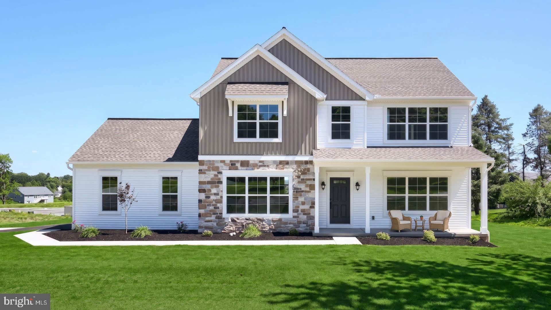 This thoughtfully designed, 2-story home features 9’ ceilings on the first floor and a 2-car, side-load garage with mudroom entry. A welcoming front porch provides entry to the foyer. To the right of the foyer is a flex room that can be used as a study, living room, or other versatile space, and to the left is the formal dining room. The open kitchen is well-equipped with stainless steel appliances, quartz countertops with tile backsplash and a large center island, perfect for entertaining. Adjacent to the kitchen is the family room with a cozy fireplace and sliding glass door access to the rear patio. On the 2nd floor, the owner’s suite includes a private bathroom with a double bowl vanity, 5’ shower, and spacious closet. Down the hall are 3 additional bedrooms, a full bathroom, and convenient laundry. Images may include virtual furnishings for illustrative purposes only.