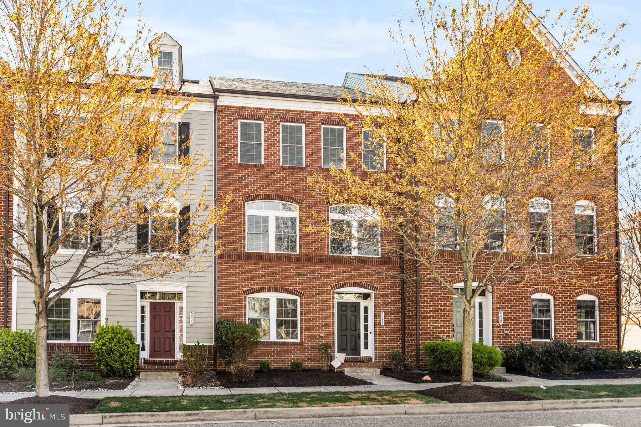 Treat yourself to this beautiful 3-story brick-front townhome - perfectly priced to be your next home in the highly desirable, walkable community of Maple Lawn!  This 3 bedroom, 3 1/2 bath home is move-in ready.  The entire home has been freshly painted and is just waiting for your personal touch.  As you enter your new home, you are greeted with a gorgeous marble tile floor,  private office perfect for working from home and a conveniently situated full bath.  The main living area has hardwood floors throughout and a beautifully appointed kitchen with granite countertops and stainless steel appliances that are less than a year old.  French doors lead to a Trex deck, giving you a generously sized outdoor living space.  Brand new carpeting makes your upstairs bedrooms a quiet sanctuary from the outside world.  The enormous primary suite has enough room for all your furniture PLUS a setting area for morning coffee and 2 walk-in closets.  Great storage doesn't end there - the attached garage is huge!  There is ample space for 2 cars (even if they are both SUVs) and still loads of room for storage.  Community amenities include a pool, tennis courts, basketball courts, fitness center, playgrounds, walking trails and more.  Convenient for shopping, restaurants and major commuter routes.  Currently zoned for highly rated Howard County schools.  This turnkey home is sure to go fast.  You don't want to miss this one!!