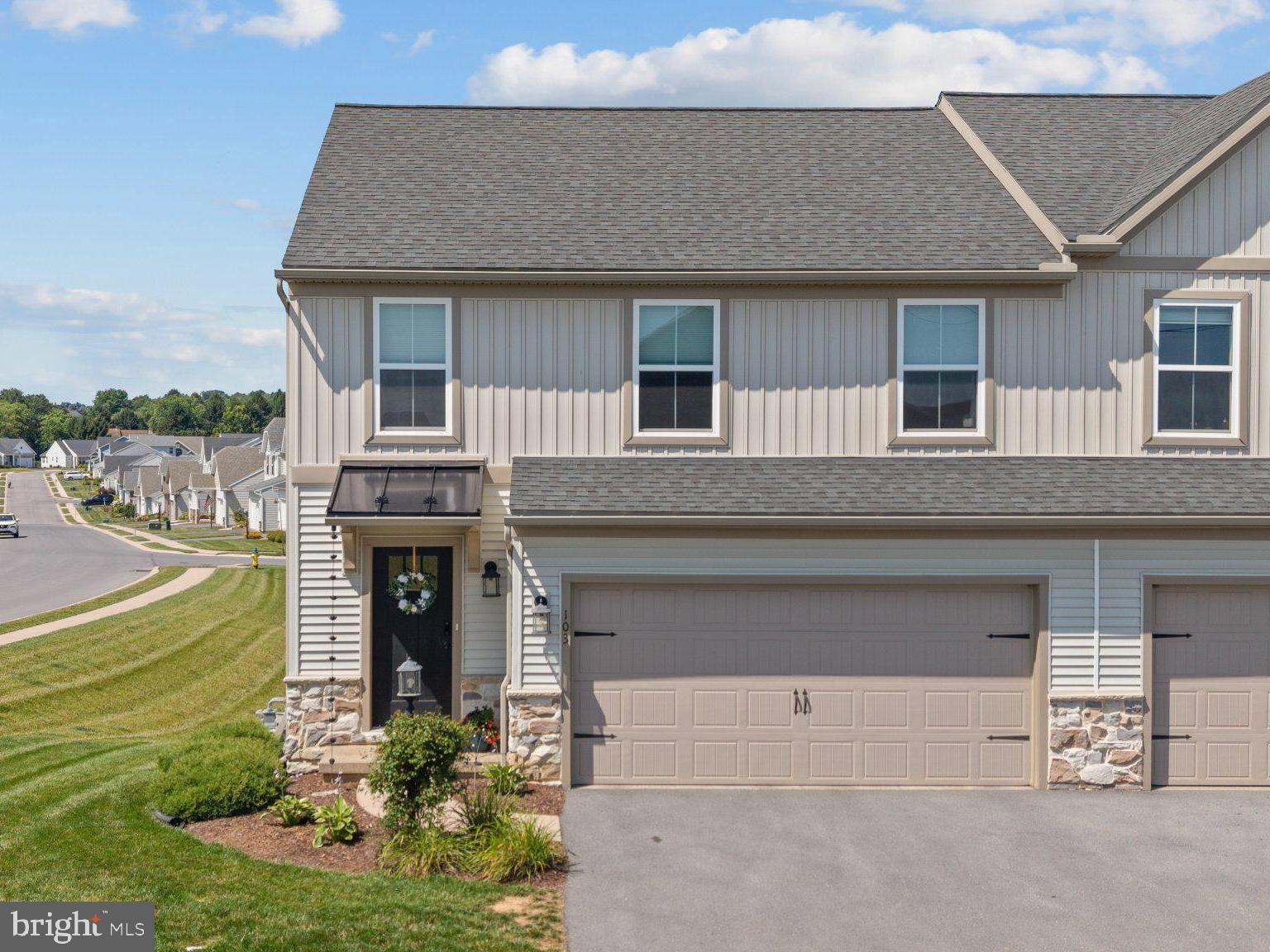 The Bluebell has become one of Berks Homes' most popular floor plans, and it's easy to see why.  This 3 bedroom, 2.5 bath floor plan pairs a corner-lot setting just across from the neighborhood clubhouse and pool - with builder upgrades you'll really appreciate every day.  Additional windows fill the main living space with natural light, while the expanded breakfast bump-out gives the back of the home more room to gather, and the composite deck naturally extends your living space outdoors.  Add in the extra yard space and only one direct neighboring home.  These are the type of features and upgrades you'll be glad are already here.  The kitchen, breakfast area, and family room flow together naturally, creating a space that's just as comfortable for everyday simple routines as it is for gathering with friends and family.  Granite countertops, GE appliances, recessed lighting, kitchen pantry, LVP flooring, custom window treatments and powder room complete the main level.  Upstairs, the primary bedroom suite spans nearly the entire rear half of the home - the place you'll unwind at the end of the day with tray ceilings, walk-in closet, and double vanity full bathroom.  In addition to the primary bedroom suite, you'll find two additional bedrooms, another full bath, large hall closet and laundry room - all on the second floor.  The walk-out lower level is ready for finishing whenever you are!  With an egress window and plumbing already roughed in for a future full bath, it offers that flexibility to create additional living space if you choose - a home office, a workout room, guest quarters, or simply additional storage until the time is right.  You'll love having a two-car garage, driveway parking, and plenty of guest parking in two neighboring lots.  One of the biggest draws to Nittany Glen is the lifestyle that comes with it - lawn care and snow removal are taken care of by the association, while at 103 Thompson street, the recreational amenities are such a short walk across the street, it'll feel like it's practically in your back yard.  The Clubhouse with fully equipped kitchen, fitness center, outdoor pool, library/conference room, basketball court, gathering spaces, and ourdoor picnic pavilion.  Penn State, Beaver Stadium, North Atherton shopping, and the State College Regional Airport are all just minutes away, giving you convenient access to everything while still enjoying the pace of a neighborhood people are so proud to call home.