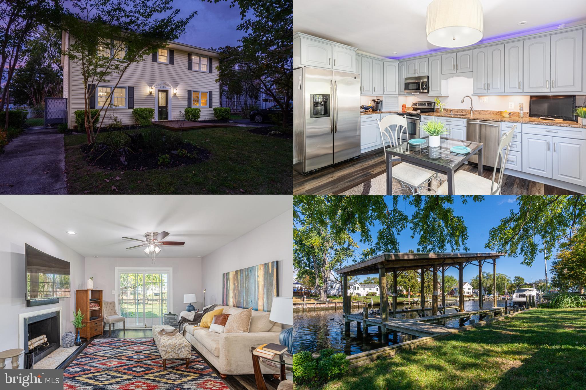 BEAUTIFULLY DESIGNED COLONIAL IN A WATER ORIENTED COMMUNITY WITH OVER 2,000 SQ. FT. OF LIVING SPACE AND A PRIVATE 3 SLIP COVERED DOCK!  Features include wood laminate flooring throughout the main level, an inviting living room with a fireplace, separate dining room, gourmet kitchen with granite counters & ss appliances, a main level half bath and laundry room, a generously sized Primary bedroom suite with a fireplace, private balcony, sitting room, and spa bath with whirlpool tub and a separate shower, 2 additional bedrooms with a hall bath, rear deck overlooking the large yard with a storage shed, and  the private dock!  The water is perfect for all water sports including boating, kayaking, and paddleboarding.  Pack your bags and move right in!