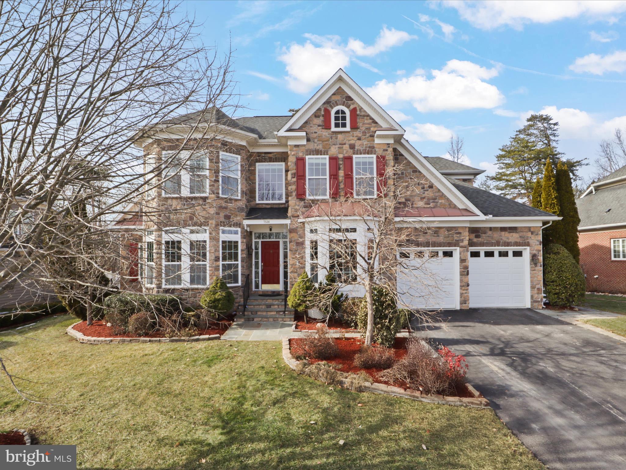 REDUCED $50,000 / *6,200+ Finished SF *Two Primary BDRMs with Luxury Baths * One on Main Floor & 2nd On Upper level *All stone exterior siding * Patio in back yard  *Back yard fenced in with rust-proof aluminum fence with 3 gates *Deck made of Brazilian hardwood (Iron Wood). *Stairs from patio to gate leading to South Run Rec Center and walking trails *Two Korean Asian pear trees. *Two crepe myrtle trees. *Two Persimmons trees. *Boxwood hedge along south lawn edge. *One Chinese double blossom cherry tree.*Numerous roses and other flowers *One fig tree. *Walk way from the driveway on the north side of the house to the back yard. *Store room in basement with shelving next to the rear door. *Luxury bathroom in basement with steam sauna and upgraded fixtures. *Hardwood floors throughout the house. *Extra refrigerator in the garage. *Widen front door sidewalk, *Media room in basement with built-in speakers.  Plus electronic equipment and shelving. *Media room sofa in the basement. *Custom drapes and curtains throughout the house. *Custom Blinds throughout the house.  *Extra shelving in the laundry room and pantry. *Dryer and washer in laundry room *Scenic rock in front and back yards *Upgraded fireplaces. *Automatic sprinkler system in all yards. *Underground sump pump drainage in the south lawn,