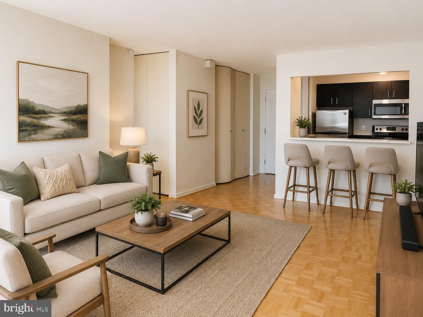Spacious one bedroom showcasing partial views of Rittenhouse Square at The Dorchester! Enter through a foyer with large coat closet into the combined living and dining room boasting large windows, plenty of natural light, and views of The Square. Adjacent is a renovated kitchen with wood shaker cabinetry, quartz countertops, stainless steel appliances, and tile flooring. There is a large bedroom with excellent closet space that enjoys use of an ensuite bathroom with tub shower, white tilework throughout, and tile flooring. Highlights include parquet wood floors and excellent closet space throughout. Residents of The Dorchester enjoy a twenty-four hour doorman and all utilities are included in the condo fee except basic cable/internet. Use of the building’s state-of-the-art fitness center, seasonal rooftop pool club, and valet parking in the building’s underground garage are available for an additional fee (subject to availability). No pets permitted. Location is everything...Rittenhouse Square was ranked the 6th best neighborhood in North America with 175 restaurants and 199 retailers within a three block radius. Be within close walking distance to the Market Street office corridor, The Avenue of the Arts and University City. 30th Street Station and Philadelphia International Airport are only minutes away.