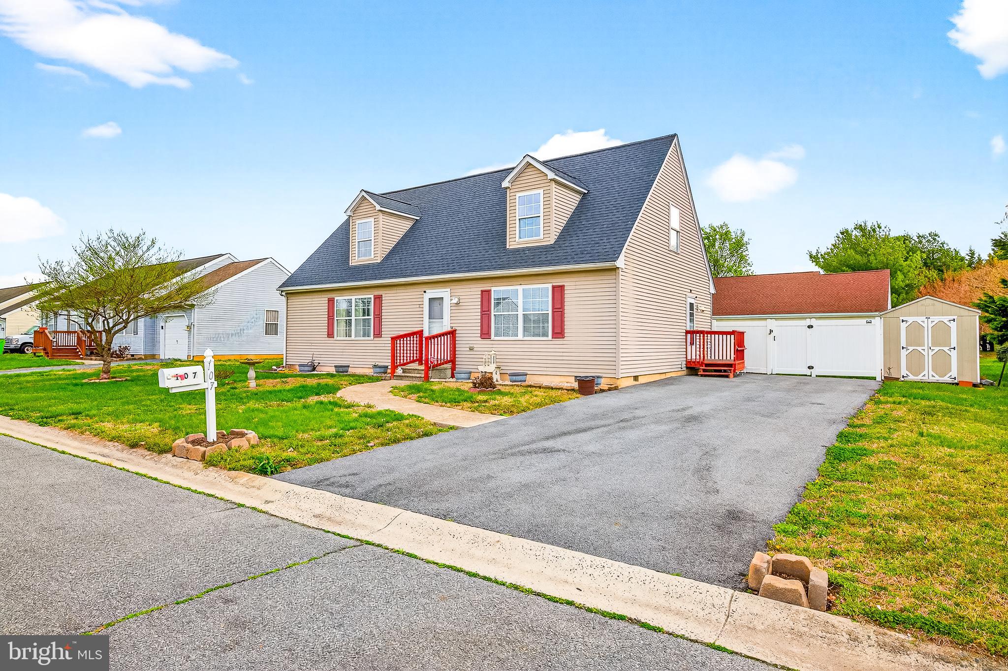 ** Motivated Seller** Welcome to 107 Sailor Ln, Milton, Delaware, where coastal convenience meets comfort, space, and thoughtful design. Ideally located just a short drive from Delaware’s beautiful beaches, this well-maintained Cape Cod–style home offers a versatile layout suited for both everyday living and entertaining.

This spacious residence features four bedrooms and three full bathrooms, including a highly desirable first-floor layout with two generously sized bedrooms, a full hallway bath, and a private owner’s suite complete with an en-suite bath and ample closet space, perfect for convenient single-level living.

Upon entry, you’re greeted by a bright, expansive living room that flows seamlessly into a formal dining area, creating an inviting space for gatherings. The eat-in kitchen offers both functionality and charm, with direct side access to the driveway for added convenience. The main level has two bedrooms with an owner's suite.

The upper level offers additional flexibility, with two oversized bedrooms, each with its own closet, and a versatile lounge or flex space ideal for a second living area, home office, or media room.

Set on a fully fenced lot, the property offers privacy and outdoor enjoyment and includes a detached shed for extra storage. Located in a quiet, well-kept community, this home provides a peaceful setting while remaining close to shopping, dining, and coastal attractions.

Recent updates add significant value and peace of mind, including a brand-new roof installed in April 2026, along with updated HVAC, furnace, and water heater systems—making this home truly move-in ready.

Lovingly maintained with clear pride of ownership throughout, 107 Sailor Ln presents an exceptional opportunity to own a spacious home in a desirable Milton location.

Schedule your private showing today.