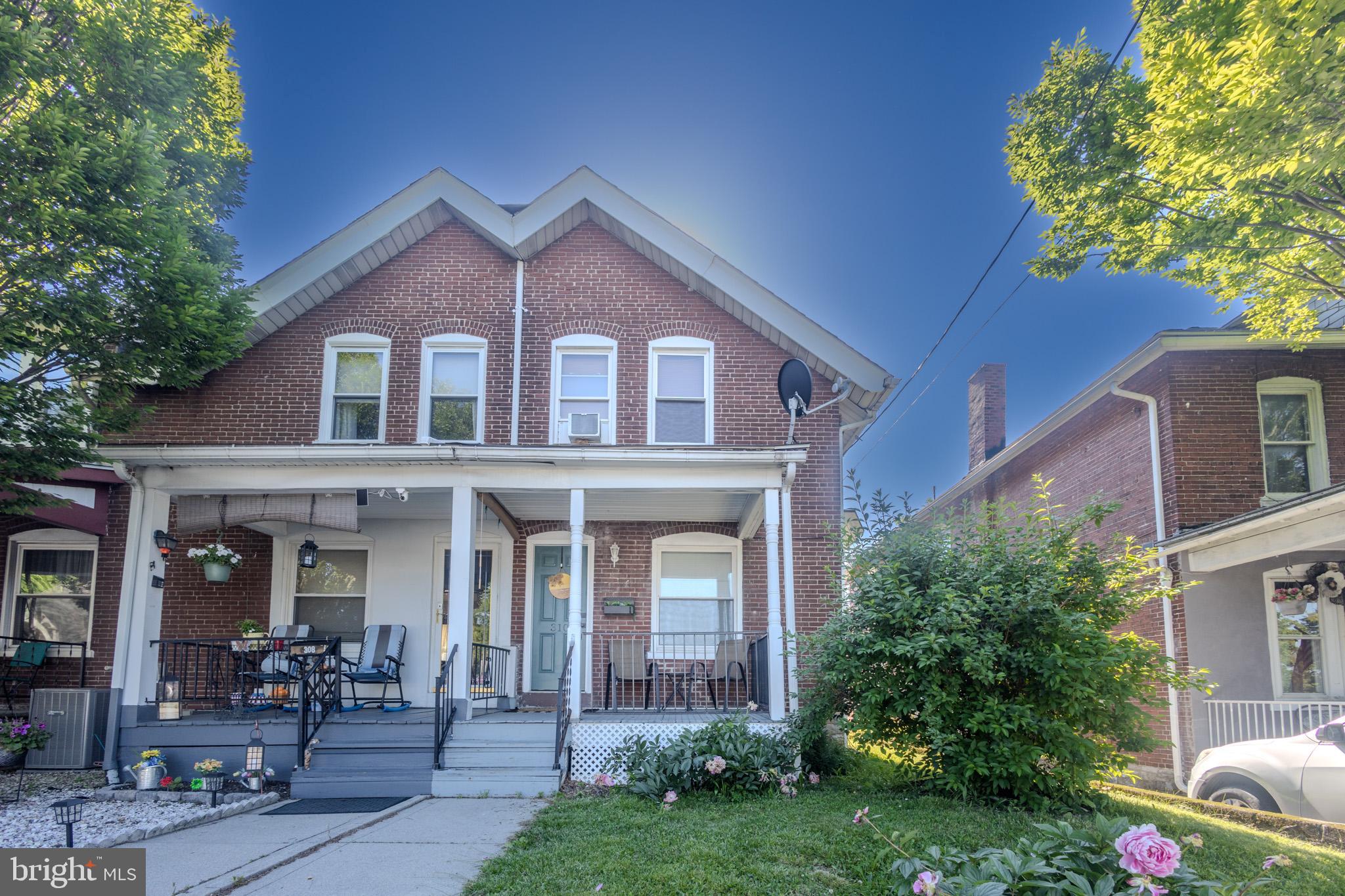 Charming brick semi-detached home featuring 2 bedrooms and 1 full bath. Step inside to a bright and inviting living room/dining room combination with large windows that fill the space with natural light. The kitchen comes fully equipped with included appliances. Luxury vinyl plank flooring extends throughout the main level, while the second floor offers comfortable carpeting. Upstairs, you'll find two generously sized bedrooms, a spacious walk-in closet, and a spa-inspired bathroom complete with a walk-in shower and relaxing jetted tub. Window treatments, washer, and dryer are all included for added convenience. Enjoy outdoor living on the covered front porch or the rear wood deck overlooking the backyard. Recent seller upgrades include installing a ceiling fan in the living room, replacing the front and rear door locks, and updating the bathroom showerhead. Don't miss this opportunity—schedule your showing today!