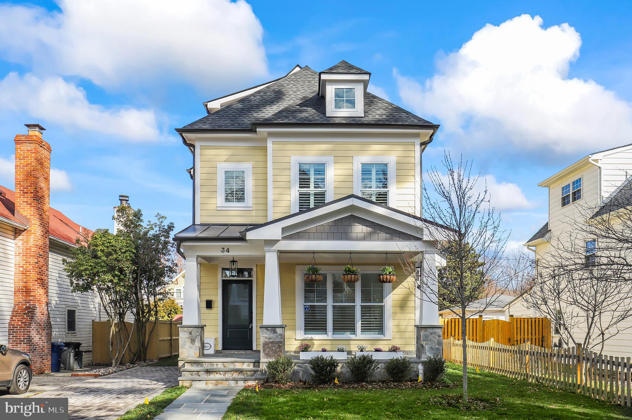 Welcome home to this exquisite 5-bedroom, 4-bathroom single-family residence nestled in the serene neighborhood of Rosemont Alexandria. Boasting a charming stone sitting porch, this meticulously maintained home, constructed in 2021, exudes a sense of freshness and sophistication. Bathed in abundant natural light, the main level features a versatile office space/flex room and a stunning TV room adorned with built-in shelving. The open floor plan seamlessly flows into the chef's kitchen, equipped with top-of-the-line amenities including a double wall oven, 36-inch six-burner range, farm sink, pantry, built-in refrigerator, and quartz countertops. Entertain guests in the separate dining room highlighted by a coffered ceiling, or unwind in the inviting living space accented by a cozy fireplace and access to the fully enclosed backyard oasis, complete with a patio area and outdoor fireplace.

Ascend to the second floor to discover the luxurious primary suite, boasting a modern ensuite bathroom with a double vanity, soaking tub, custom closets, and a private balcony offering a peaceful retreat. Two additional light-filled bedrooms and a convenient laundry room complete this level. The top floor retreat is a true highlight of the home, featuring cathedral ceilings, generously sized rooms, an additional bedroom with a full bath, and a separate storage room, providing ample space for relaxation and recreation. Experience the epitome of contemporary living in this impeccably designed residence, offering comfort, style, and functionality in every detail.
