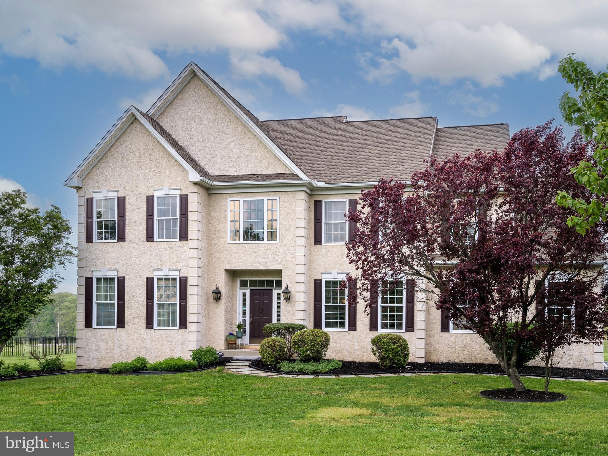 Beautifully maintained 4-bedroom, 2.2-bath colonial in the desirable Franklin Chase community, set on a private lot with bucolic farmland views. An ideal open-flow first floor welcomes you with a hardwood-floored foyer, an oak staircase to the second level, and a second stair to the family room. Entertaining is effortless in the brand-new gourmet kitchen featuring stainless steel appliances, 42" custom cabinetry, new granite countertops, a new sink and faucet, and a custom tile backsplash. The kitchen opens to an expansive, light-filled family room with a vaulted ceiling, gas fireplace, and walls of windows. A spacious living room, elegant dining room, and a private office complete the main level. Fresh paint throughout both floors. Upstairs, the primary suite is a true retreat with two walk-in closets and a large bath offering a shower, soaking tub, and double vanity. Three additional generous bedrooms and a full hall bath complete the second floor. The lower level is a large, unfinished space—ready to be transformed into your ideal recreation or entertaining area. Recent updates include a new roof, new HVAC, new 3/4" hardwood flooring on the entire second floor, and new luxury plank flooring in the mudroom/laundry. Located in the award-winning Avon Grove School District. Kitchen appliances, granite countertops, sink, faucet, and backsplash are all brand new.