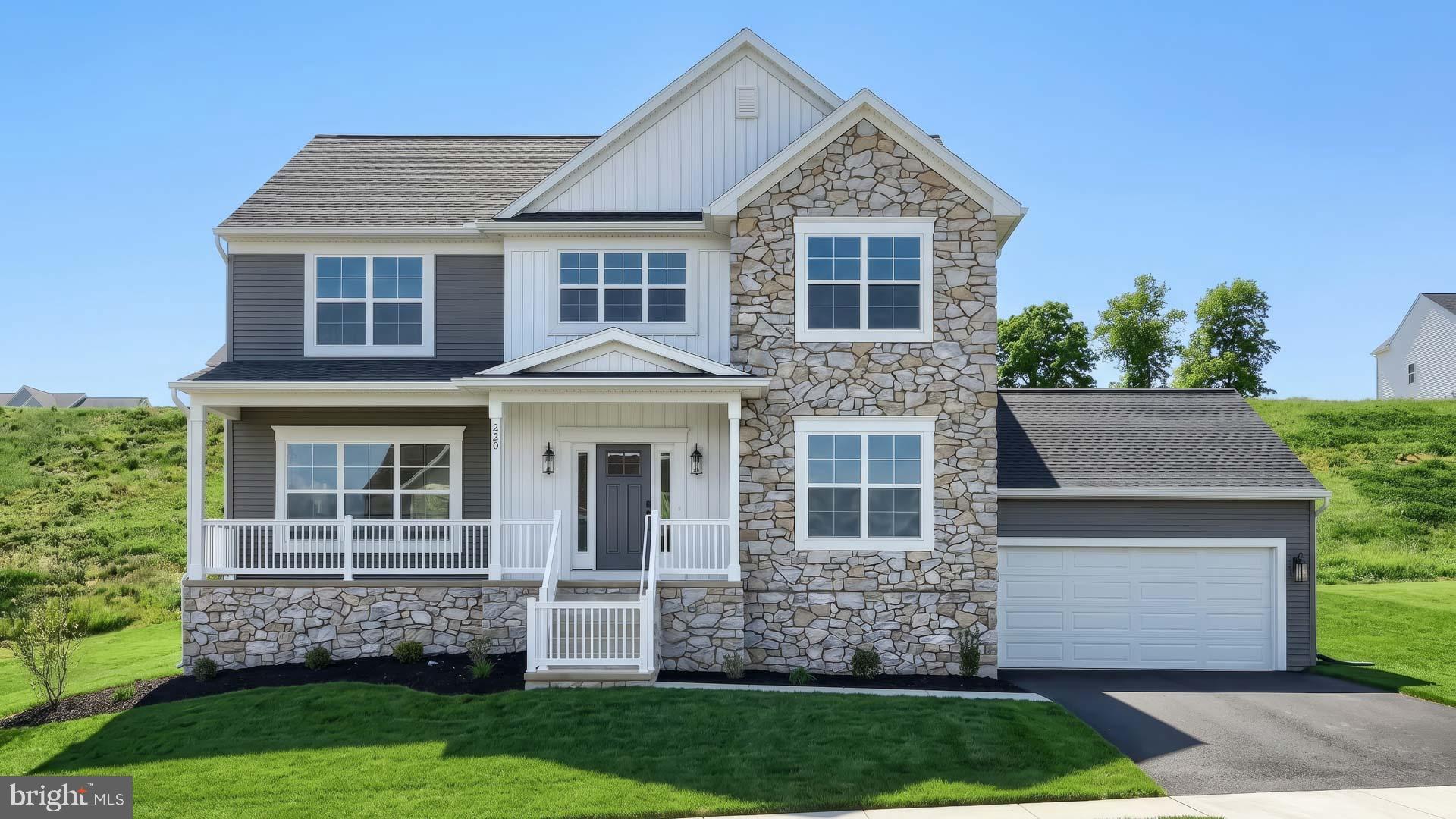 This brand new 2-story plan includes a welcoming front porch, 9’ ceilings on the first floor and a 2-car garage. Upon entering the home, there is a versatile, carpeted flex space to the right and a spacious family room with a linear fireplace that flows seamlessly into the kitchen. Stylish vinyl plank flooring adorns the main living areas. The kitchen is well-appointed with enhanced cabinetry and appliances, quartz countertops with a tile backsplash, and a large center island. To the left of the kitchen is a formal dining room and to the right is a mudroom with built-in lockers and access to the rear patio. On the 2nd floor, the owner’s suite features an expansive closet and a private bathroom with a tile shower and double bowl vanity. Adjacent to the suite are 3 additional bedrooms, a full bathroom, and a convenient laundry room.