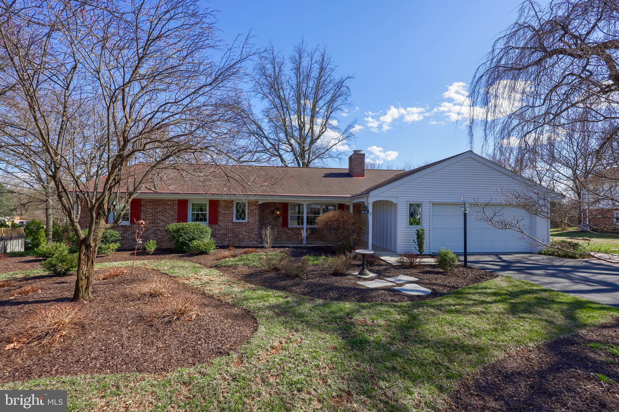 Immaculately Kept, Complete 1-Floor Living       
Looking for a sprawling brick rancher in a highly desirable neighborhood? Your search is over. This beautiful ranch home on a peaceful, dead end street in Greenfields is the perfect home for young families and empty nesters alike — including the pups, thanks to an invisible dog fence! 
 The home’s curb appeal is elevated by professionally designed and maintained landscaping by Riverview Nursery, new windows, and a private, yet welcoming covered front porch and entry. 
Inside, every level boasts hardwood flooring under lush carpeting. But first, the foyer lures you in with slate flooring and a nice open flow into the living room. Brightened by large front windows and highlighted by a brick fireplace surrounded by floor-to-ceiling wood paneling and built-in bookshelves. 
In the elegant dining room, chair rail molding elevates the aesthetic, while double windows allow views out back. After dinners, relax in the bright den/sunroom addition with double glass and wood door access to the back deck. 
The spacious kitchen and breakfast room is the perfect place for both morning coffee and family meals, thanks to hand-built, custom cherry hardwood cabinetry, tile floor, double sink with garbage disposal, built-in dishwasher, stove, and microwave, crank windows above sink, chair rail molding, and oversized glass doorway to the sunroom. 
The main level laundry/mudroom offers convenience and organization with  built-in cabinets, sink, new linoleum floor, and private entrance from paver walkway/patio and the two-car garage, plus a nearby powder room. 
Continuing on the main level, the Master bedroom is enhanced by chair rail and crown molding, while a large walk-in closet and ensuite bathroom with large step-in shower, oversized vanity with Heffleger cabinetry, and new toilet make waking up and winding down every day a breeze. 
Down the hall, two bedrooms, one with hardwood flooring and French doors to a spacious closet, and another with chair rail molding share a tile bathroom with tub/shower. 
Enjoy the quiet surrounds from the expansive back deck with built-in bench and kept cool by the shade of a large fire maple tree.