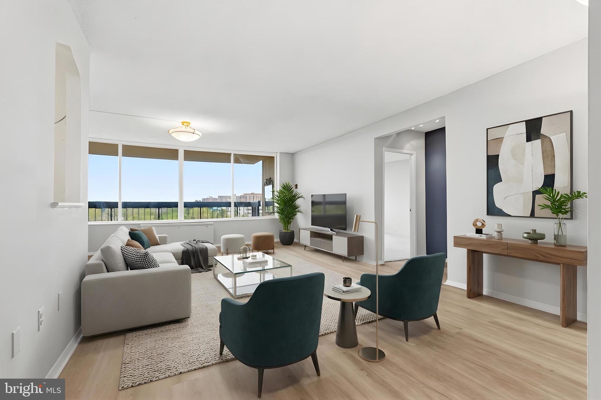 Public Open House today May 30th from 2-4pm

Available now! Spacious End-Unit Condo at Skyline Plaza.

This recently updated 2-bedroom, 2-bath end-unit condo on the 9th floor offers one of the most spacious layouts in Skyline Plaza. Large windows flood the home with natural light, and the expansive private balcony provides elevated views and a seamless extension of the living space.

The home features a generous living and dining area, a functional kitchen with brand-new appliances, fresh paint throughout,  brand new wide oak Luxury Vinyl Plank flooring, and brand new carpet in the bedrooms. All kitchen appliances are high efficient and are less than 3 years old. Brand new paint throughout. This property is as turn key as it can be! 

The primary suite includes ample closet space and a private en-suite bath, while the second bedroom is ideal for guests, a home office, or flex space. Two reserved garage parking spaces convey—an uncommon and highly desirable feature. All utilities are included in the condo fee.

RARE OPPORTUNITY: ONE OF THE ONLY 2-BEDROOM UNITS IN THE BUILDING THAT INCLUDES A SECOND PARKING SPACE in the GARAGE — AN APPROXIMATE $30,000 VALUE.

Skyline Plaza offers 24-hour concierge, fitness center, swimming pool, on-site retail, and garage parking, with easy access to DC, Arlington, Alexandria, the Pentagon, I-395, Metrobus, and nearby shopping and dining. Come tour this beautiful property before it's gone!
