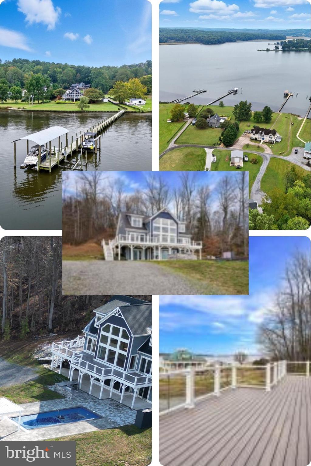 3 Finished Level Custom-built home with absolutely stunning views of both the Potomac Creek and the Potomac River from every room.  Main level features beautiful open floor plan that flows from the large dining area to the huge family room with vaulted 2 story ceiling and gorgeous floor to ceiling windows that showcase the water views! On to the kitchen, perfect with stainless steel appliances, granite counters, large pantry and 42-inch soft close cabinets.  The Main Level primary suite features triple French door to upper deck, luxury bath with dual vanity, separate shower, soaking tub and two walk in closets.  Convenient Powder room, laundry room with full size washer and dryer complete the main level. Upper level has 2 large bedrooms and full bathroom with open hallway that overlooks main level. Amazing, spacious lower level has recreation room with floor to ceiling windows, doors to beautiful patio entertainment area, full bar, additional bedroom, den, utility room, and full bathroom * Gorgeous pine hardwood floors throughout entire home.  Enjoy luxury living outdoors in your heated in-ground saltwater pool with custom cover surrounded by fabulous stone patio featuring complete cooking station with grill and ice machine and is pre-wired for a hot tub. Overlooking the beautiful pool and patio is your maintenance free wraparound deck, the perfect spot to relax and appreciate the peaceful surroundings. You’ll love the gigantic two-car detached garage featuring front and back drive through doors for easy boat storage.  Boaters will appreciate the shared dock with a 13,500-pound boat lift which can accommodate a 30-foot boat. The calm shoreline waters make it ideal for boating, fishing and kayaking!