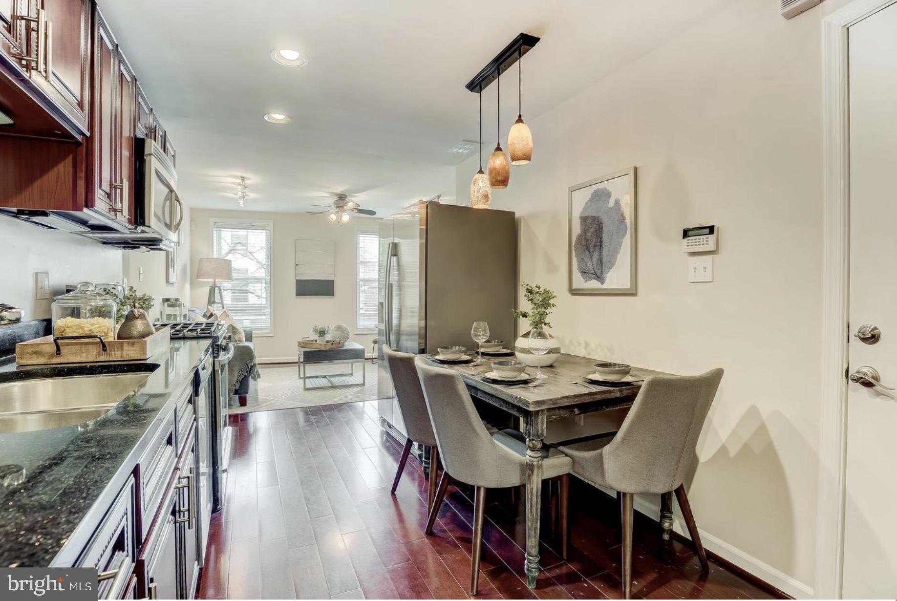 This two bedroom apartment has 2 full bathrooms, updated appliances and beautiful hardwood floors. The main level has a living room that looks out over Charles St. and opens up into an open concept kitchen with the first bedroom on the backside of the main level. Up the stairs you will find the second bedroom with a full bathroom and walk in the closet. This apartment is located in the pinnacle of Federal Hill as it is right beside the highly sought after Cross St market.