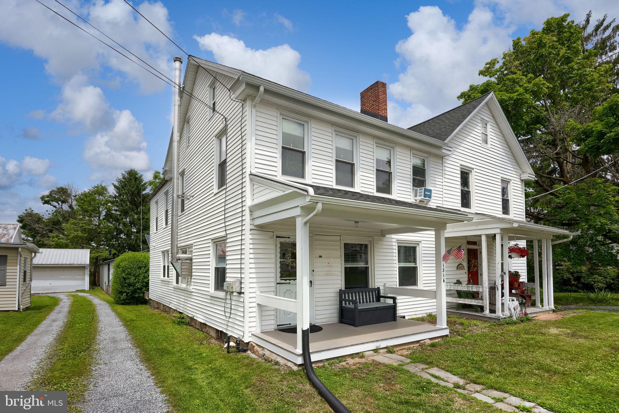 Welcome to 1316 Newport Road! This charming semi-detached home features 3 bedrooms, 1.5 bathrooms, and over 1,600 square feet of living space. The main floor offers a spacious kitchen with a breakfast nook, dining area, comfortable living room, half bath, and laundry room. A wood stove provides a cozy atmosphere during the winter months and serves as a great supplemental heat source. Upstairs, you'll find three generously sized bedrooms and a full bathroom, as well as a pull-down to access the attic space! The basement includes a finished room and additional storage space. The oversized three-car garage offers plenty of room for parking, storage, a workshop, or hobbies; the possibilities are endless. In addition, there is a shed, perfect for your outdoor equipment or even more storage. The home is conveniently located near major roadways, including the PA Turnpike. Make sure to schedule your showing today before it's too late!