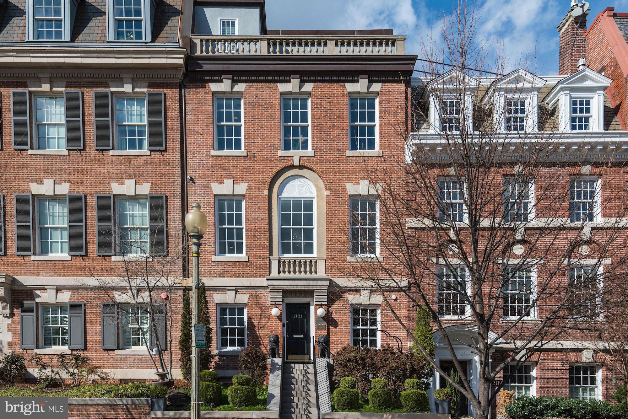 Luxury 5 story city residence steps from Dupont Circle & Embassy Row. Like new w/ embassy sized entertaining spaces, grand scale rooms, gourmet chefs kitchen, expansive rear terrace, top-floor balcony w/ incredible monument views, & skylights. Luxurious master suite, 3 upper levels, lower level office or bedroom possible. 2-car gated parking. Commercial opportunity possible. Registration Required.
