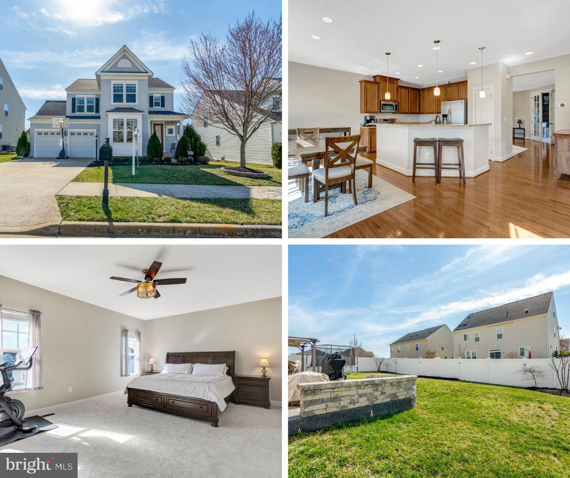 Welcome to this beautifully maintained 4-bedroom, 3.5-bathroom home in the highly desirable Hope Hill Crossing community! Offering a perfect blend of elegance and functionality, this home features hardwood floors on the main level, a formal living room, and a private home office with double doors. The gourmet kitchen is a chef’s dream, boasting granite countertops, a breakfast bar, stainless steel appliances, gas cooking, a pantry, and upgraded cherry cabinets. The open-concept design flows seamlessly into the dining area and a spacious family room with a cozy gas fireplace. Step outside to a deck and step down to the custom patio and fully fenced backyard, perfect for outdoor entertaining. Upstairs, the luxurious primary suite offers a soaking tub, separate shower, and a walk-in closet. Three additional light-filled bedrooms, a full hall bath, and a convenient upper-level laundry room with custom shelving complete the second floor. The fully finished lower level includes a large recreation room, a full bath, extra storage, and a walk-up to the backyard.  Located in a vibrant community with a pool, basketball court, jogging/walking paths, and a tot lot, this home is just minutes from Prince William Parkway, Minnieville Road, Route 95, and public transportation.  Don’t miss this incredible opportunity!