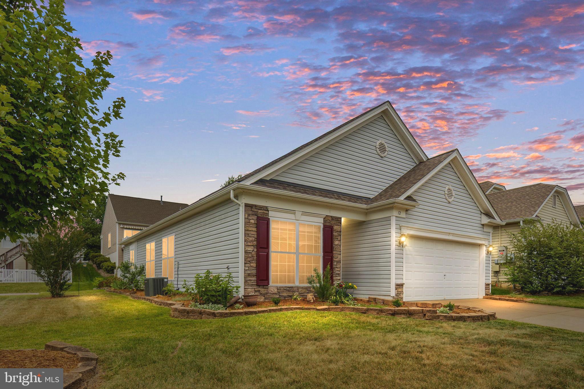 Welcome home to this highly sought-after one-level Potomac model in the premier 55+ Falls Run community. Perfectly situated on a premium corner cul-de-sac lot, this bright and cheerful residence offers 1,552 square feet of comfortable, easy living designed for both relaxation and entertaining. From the moment you step inside, you'll appreciate the thoughtful updates, beautiful laminate plank flooring, elegant crown molding, and an abundance of natural light that fills the home.

    The heart of the home is the spacious great room, where a gourmet kitchen featuring quartz countertops, a center island, stainless steel appliances, and a sunny breakfast area flows seamlessly into the inviting family room. A cozy natural gas fireplace, a wall of windows, and sliding glass doors create a warm and welcoming atmosphere year-round. The generously sized primary suite offers a large walk-in closet and a beautifully appointed bath with dual sinks and a spacious walk-in shower. Step outside to the freshly painted, fenced patio—an ideal spot to enjoy your morning coffee, gather with friends, or unwind after a busy day.

    Living in Falls Run means enjoying a vibrant lifestyle with exceptional amenities just minutes from your doorstep. Residents enjoy indoor and outdoor saltwater pools, tennis and pickleball courts, walking paths, a state-of-the-art fitness center, billiards, card rooms, social clubs, travel opportunities, and more than 60 weekly activities. Conveniently located just a few blocks from the award-winning clubhouse and the Rappahannock Regional Library, this home offers not only comfort and convenience, but also the opportunity to embrace an active and fulfilling lifestyle.

********************************************************************************************************************
Upgrades, appliances & equipment:
Kitchen appliances & upgrades ( quartz counters & stainless steel sink): 4 years
HVAC:  approx. 10 years
Hot Water Heater: approx. 6 years
Roof approx. 5-6 years
Laminate Flooring: 4 years
Garage door opener: 1 year