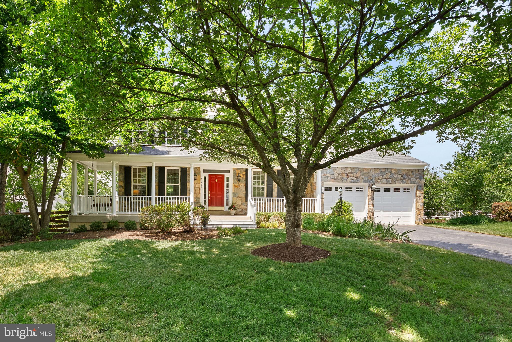 Don't miss this beautifully updated 4- Bedroom, 3.5 bath stone front home situated on a desirable cul-de-sac in the highly sought after Broadlands community.  Relax and unwind on the inviting wrap-around front porch while enjoying the charm and tranquility of this exceptional neighborhood. This move-in-ready home features fresh paint throughout, refinished hardwood floor, new carpeting and updated flooring, creating a bright and welcoming atmosphere. The thoughtfully designed floor plan includes a dedicated office, combined living room/dining room space, bright white kitchen cabinets with corian counters and opens to a breakfast nook/ kitchen table space that leads you to a spacious extended family room with fireplace that is really the heart of the home. Upstairs there are 4 bedrooms.  The master bedroom has a vaulted ceiling and walk in closet.  The master bath has double sinks and a stand up shower, The hall bath upstairs has a skylight.  The landscaped yard provides outstanding curb appeal and beautiful outdoor setting for entertaining or simply enjoying time at home. Beyond the property itself, Broadlands offers an unparalleled lifestyle with 3 pools, tennis and pickleball courts, tot lots, and community events throughout the year. Residents also enjoy miles of scenic walking, jogging and biking trails. The home is conveniently located near the newly opened Ashburn Recreation center, many great restaurants, Grocery stores etc. Dulles Airport and the Metro.