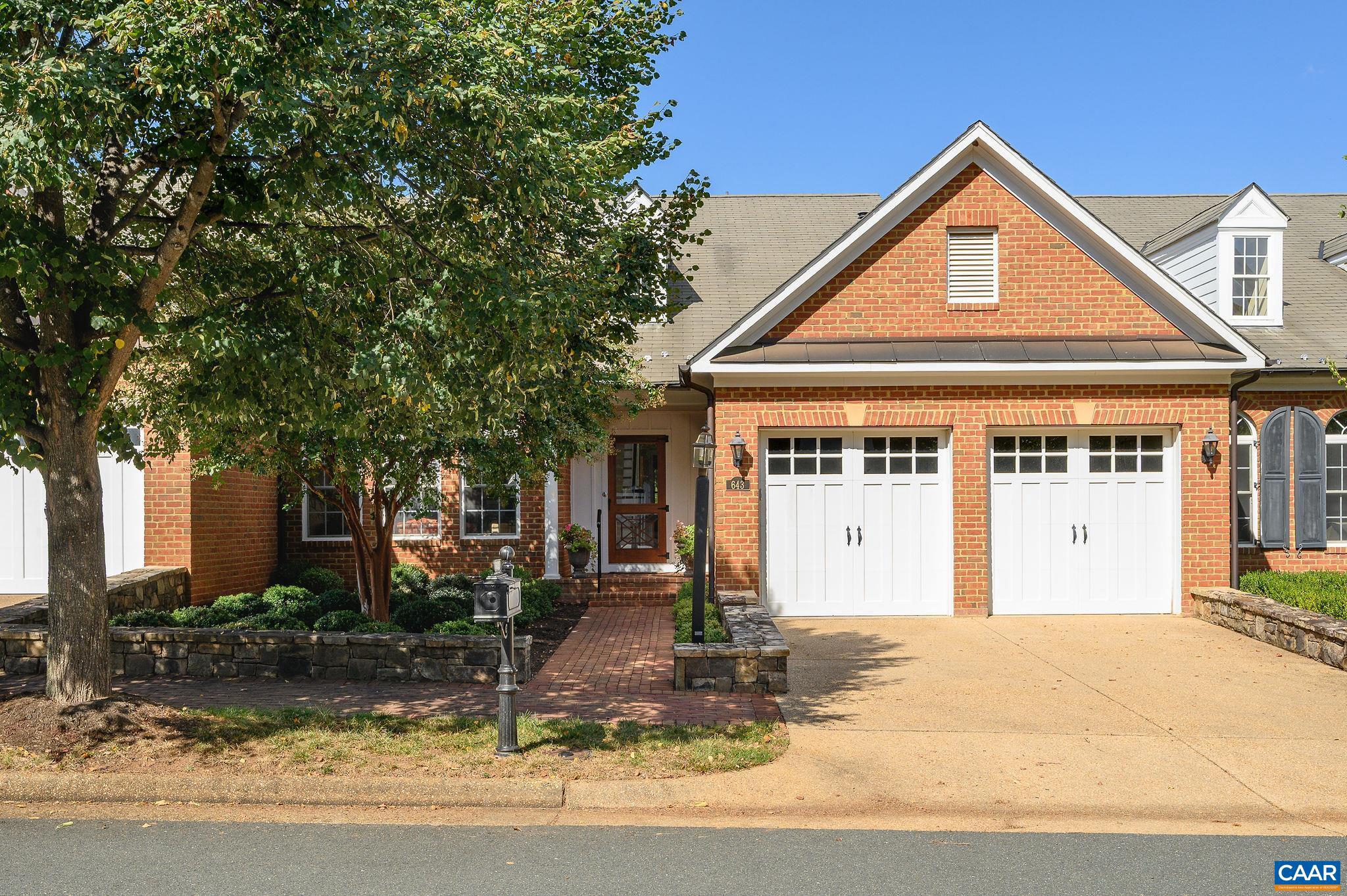 Kenridge Villa with views of Farmington Golf Course. This meticulously maintained home features a custom and versatile floor plan designed for accessibility, abundant natural light, generous storage, and convenient first-floor living?all in a premier location. Enjoy comfortable everyday living and effortless entertaining in the modern, open layout. Relax and take in the private vista from the sunroom or the deck?covered porch entry surrounded by a lovely holly garden. The spacious first-floor Primary Suite features a tray ceiling and two custom-fitted walk-in closets. Two additional bedrooms upstairs, each with walk-in closets, a flexible bonus area perfect for a home office or craft room, a second full bath, and a lofted den. The terrace level offers a flexible space for recreation, weekend guests, a caretaker, or a crowd to watch "the game" by the second fireplace, as well as spacious storage and utility area with shelving. The HOA includes trash, recycling, snow removal, and landscaping. Additional storage is available in the two-car garage. Minutes from UVA, golf, and town.,Cherry Cabinets,Granite Counter,Fireplace in Family Room,Fireplace in Living Room