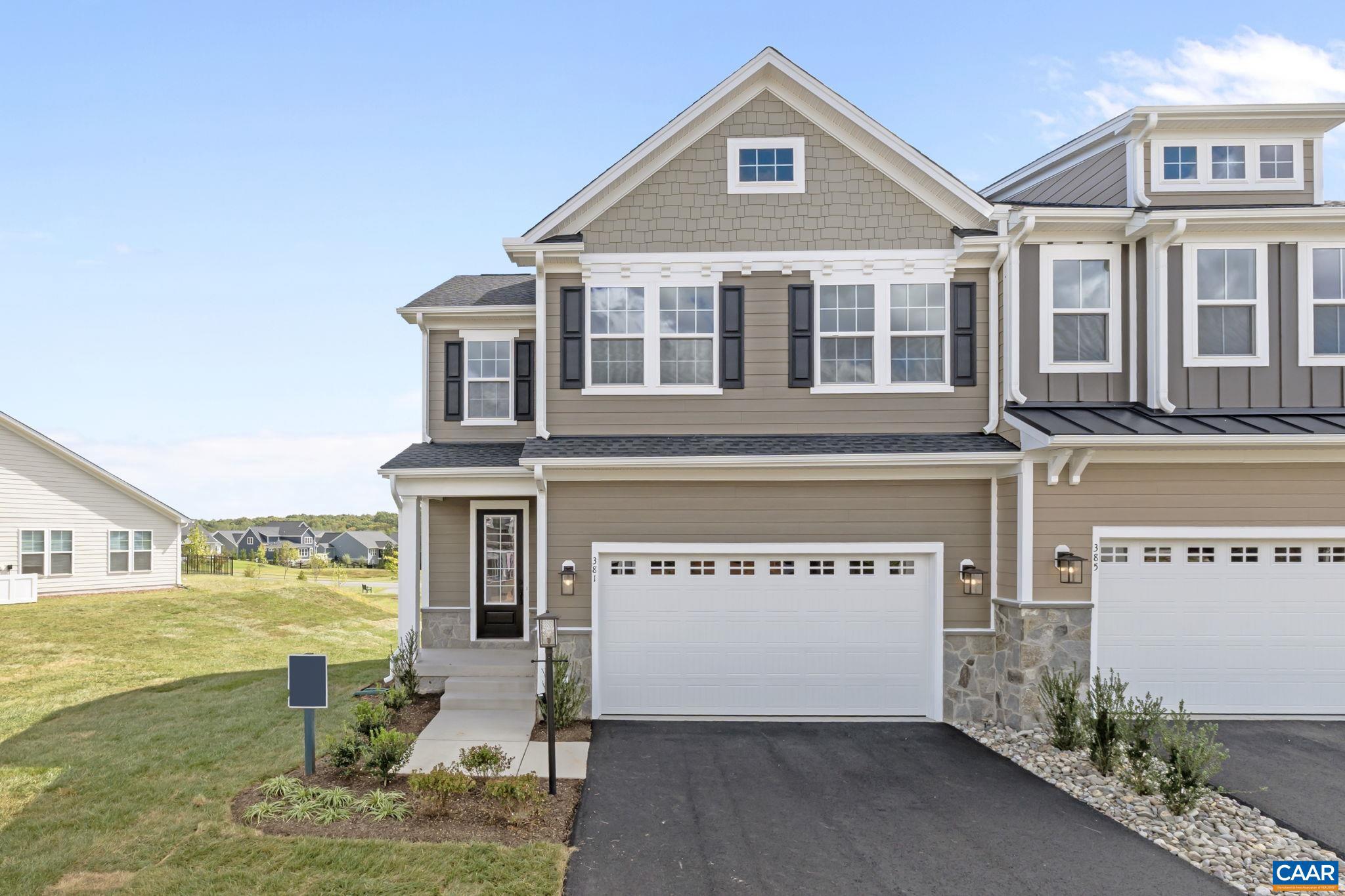 Coming late summer/early fall 2026, this end unit Bayberry villa in the heart of Belvedere is designed for comfort, quality, and low-maintenance living, complete with a two-car garage and a welcoming layout. The main level features an open kitchen, dining area, and family room anchored by an electric fireplace, with included Wolf and Sub-Zero appliances, soft-close cabinets, solid-core doors, and luxury vinyl plank flooring.  The first floor primary suite is located just off of the family room and includes an ensuite bath and walk-in closet. Upstairs, a flexible loft and pocket office sit alongside two spacious bedrooms and a full bath, while the finished walkout basement adds a large rec room, additional bedroom, and full bath, all with 9-foot ceilings for a bright, open feel. Relax and unwind outside on the screened porch overlooking the community garden. Make your design selections today and imagine walking into your home after a long day and immediately feeling at ease. Located in Belvedere, a walkable neighborhood with community gardens, parks, and quick access to shopping, dining, and trails. Photos are of a similar home and may show optional or upgraded features.,Granite Counter,Maple Cabinets,Painted Cabinets,White Cabinets,Wood Cabinets,Fireplace in Family Room