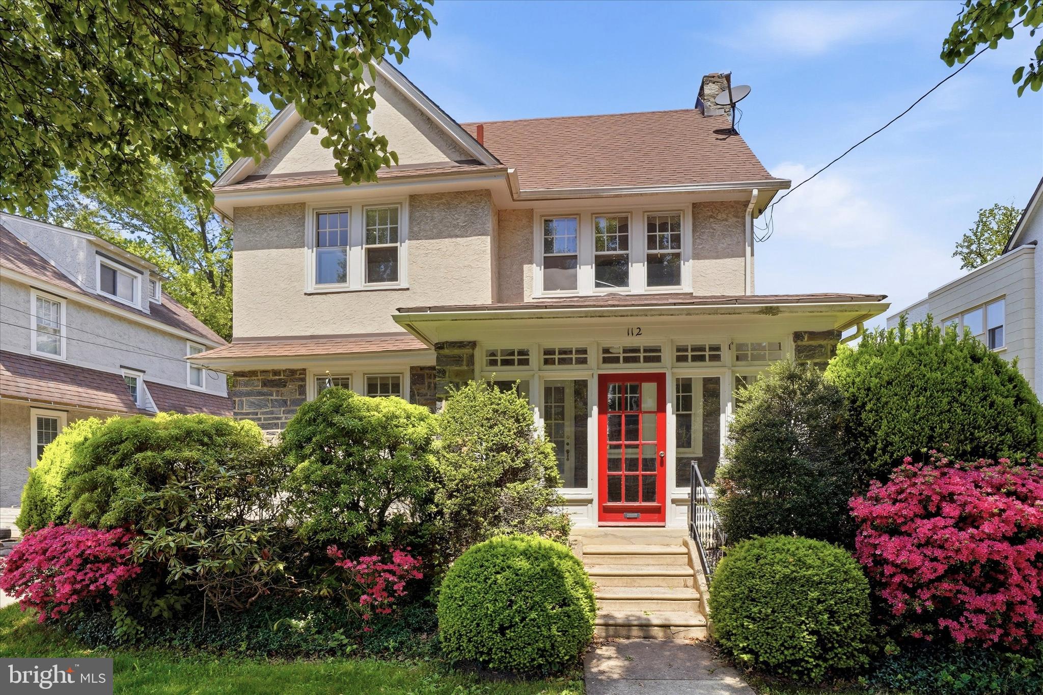 Welcome to this character filled stone & stucco colonial in the Brookline neighborhood of Haverford Twp.!  Lived in and loved for 58 years, this colonial offers a wonderful opportunity to move into a sidewalk community just steps from schools, Haverford Twp Public Library, Brookline shops and restaurants and more!  Walking up to the home you'll notice the blooming azaleas and lovely landscaping surrounding both an outdoor raised patio and a welcoming enclosed front porch with beautiful windows.  Entering the home, you'll find a a good floor plan that begins with a living room with a stone, wood burning fireplace.  To the left is a formal dining room with chair rail accent.  Next, the kitchen offers built in benches for a cozy eating area, along with cherry cabinetry, stainless steel appliances, gas cooking, stone countertops and a sink where you can look out to the backyard.  Off the kitchen, a few stairs lead to the back exit and continue down to a high ceiling'd unfinished basement.  The basement offers a laundry area, older 1/2 bath, and plenty of room for storage.  Out back you'll find a patio and level yard, great for gardening and entertaining.  Additionally, you'll find an oversized 2 car detached garage with high ceilings and a loft for additional storage.  Back inside, stairs from the living room lead to the 2nd floor presenting a full hall bath with tub and 3 bedrooms, including a larger primary bedroom with an extra sitting/changing area.  Stairs from the 2nd floor hallway lead up to the 3rd floor that includes 2 bedrooms and a full bath with stall shower.   Further, you'll find and large walk in closet adding great additional storage.   Another great feature of the home are the unseen hardwood floors with walnut inlays, covered up by wall-to-wall carpeting.   Located minutes from everything Havertown including parks, public transit, the Pennsy Trail, the Skatium,  Haverford High School & Middle School and the newly renovated Chatham Park Elementary and lots more! Don't miss out on this opportunity!