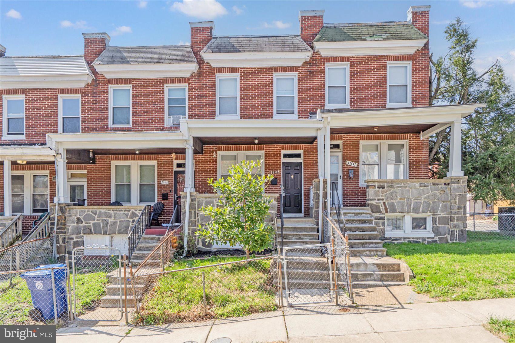 Visit this charming, well-maintained rowhome located in the Waverly community of Baltimore City.  The covered stone porch overlooks the fully fenced front yard and welcomes you into a brightly lit living room with hardwood floors that span the entire level.  Pass through to a spacious dining room and kitchen.  Sunlight pours into the kitchen through the windows and glass door to the deck with access to the fenced backyard.   

The second level has a primary bedroom facing the front of the house, one full bathroom,  and two additional adjoined bedrooms, one with a skylight window.   Each bedroom has a ceiling fan and wall to wall carpeting.

The partially finished basement includes space for an additional recreation room and a laundry/utility room with a walkout exit to the backyard. Don't miss this affordable home today!