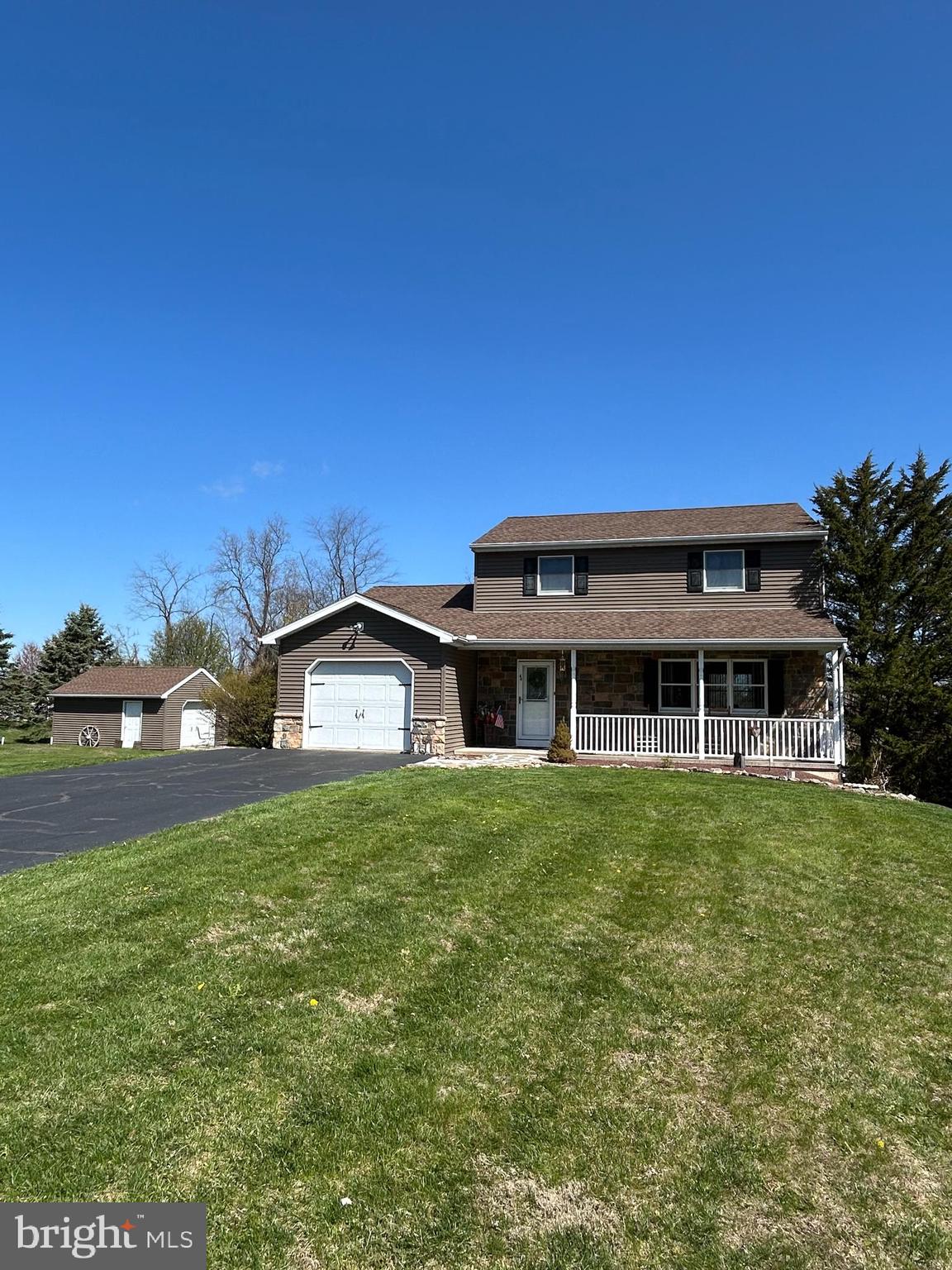 *Highest and best offers are due by Saturday 4/26 at 10 a.m.*  Welcome to serene living at 44 High View Lane in the Brandywine Heights Area School District!  Open the door of this well-maintained 2-story Colonial home on a peaceful, rural road in Mertztown and you will discover a spacious living room, a large kitchen with granite counter tops and backsplash and a dining area, a cozy room with a pellet stove, and a half bath.  There is an attached one car garage which can be accessed from the dining area.  The second floor features a large, updated bathroom and three generously sized bedrooms.  There is great potential to create additional living space in the unfinished, water-sealed basement which leads directly out onto the patio. There is even potential to add a bathroom with a shower drain in the basement as well.  This home sits on .9 acres, so there is plenty of room for outdoor entertaining, including on the wood deck, on the cement patio, and on the covered front porch.  The roof on the home was replaced and the shed was built in 2014; plus, the hot water heater is brand new and a generator was added in 2013.  This property is move in ready with so much to like.  Don't miss out!!