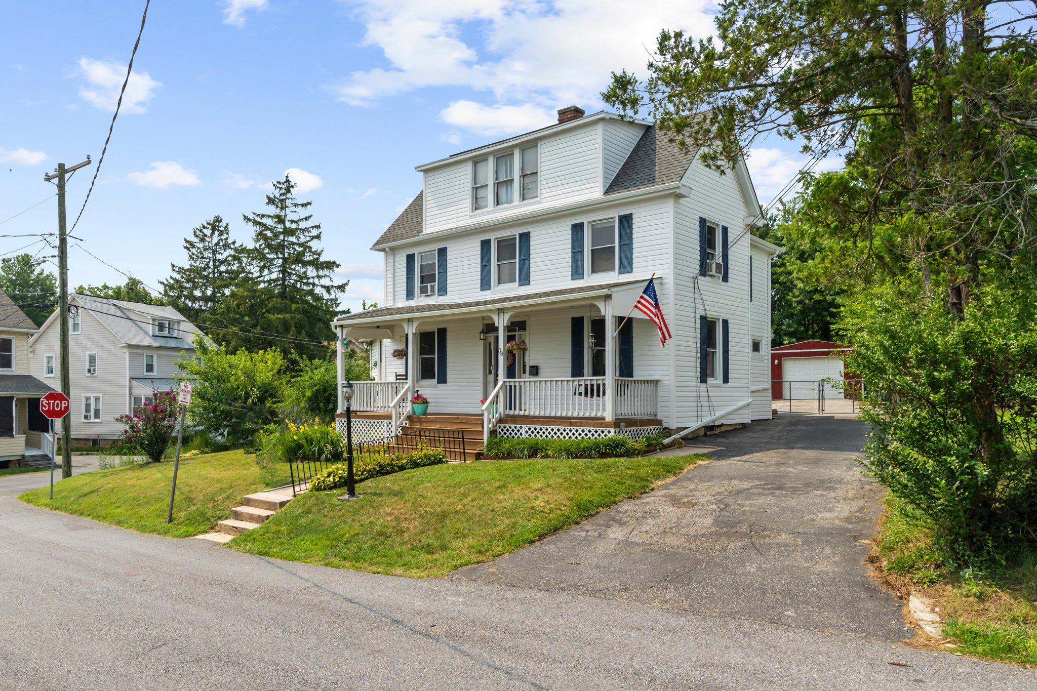 Welcome to 38 Melrose Avenue—a beautifully updated 19th-century Colonial in the heart of Catonsville, seamlessly blending historic character with modern convenience! Perfectly situated just one block from the vibrant shops, restaurants, weekly farmers market, and downtown, this property offers the ultimate "Life Simple" lifestyle.

Exceptional Outdoor Living & Exterior Updates: Set on a spacious 0.26-acre corner lot with NO HOA, the exterior is designed for both effortless relaxation and daily practicality:

Outdoor Oasis: Enjoy a welcoming front porch, a rear patio, and a newer deck overlooking the large, fenced backyard—your private retreat for gathering and entertaining.

Parking & Storage: Features a private driveway, an updated 1-car detached garage, and a freshly rebuilt storage shed.

Extensive 2026 Updates: Brand-new vinyl siding and gutters (2026) with an added layer of fanfold insulation underneath for enhanced R-value and year-round energy efficiency.

Warm & Highly Flexible Interior Layout: Inside, you’ll find a comfortable 2,086 sq. ft. floor plan featuring fresh paint and a beautiful mix of classic hardwood, laminate, and plush carpet:

Gourmet Main Kitchen: Beautifully refreshed with unique poured concrete countertops, upgraded white cabinetry, stainless steel appliances, and a large peninsula perfectly situated for meal prep, casual dining, and entertaining.

Main-Level Living: Features a convenient main-level bedroom, full bath, and a main-floor laundry room equipped with a brand-new washer.

Upper Level: Offers two additional bedrooms, a versatile bonus room (perfect for a home office or nursery), a full bath, and a convenient half bath.

Incredible Versatility & Live-Work Potential! What truly sets this home apart is its extraordinary future potential: *Income or Multi-Generational Suite: Plumbing is already in place for a second kitchen on the upper level, offering an easy path to creating a separate apartment with its own private entrance. *Commercial RO Zoning: The Residential Office zoning opens up fantastic opportunities for a home-based business, professional office, or creative commercial venture. *Eco-Friendly Bonus: Fully integrated solar panels offer excellent, built-in energy efficiency!

If you’ve been searching for a Catonsville home that offers historic charm, modern updates, exceptional outdoor space, and endless future possibilities, this turn-key gem is ready to welcome you home. Schedule your tour today!