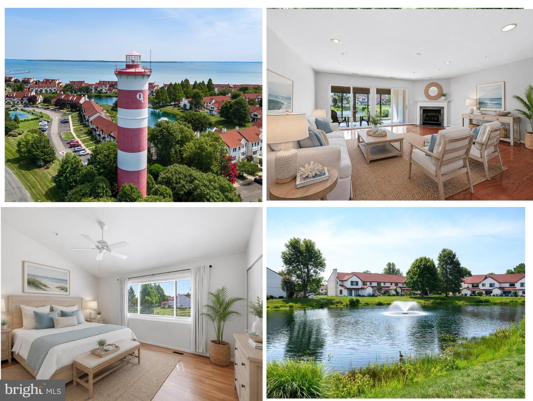 OPEN HOUSE, SATURDAY, JULY 18TH 1:30-3PM -  Live like you're on vacation every day in the highly desirable Queen's Landing community on Kent Island! Nestled along the Chester River, this charming pond-front townhome offers the perfect blend of comfort, style, and resort-style living. 
You'll love the gorgeous remodeled kitchen featuring granite countertops, a large center island, breakfast bar, custom built-ins, and a pass-through to the living room—perfect for cooking, entertaining, and everyday living!
The spacious living room features a cozy fireplace and opens to a beautiful enclosed pond-front porch where you can relax with your morning coffee while taking in the peaceful water views. 
The primary suite offers incredible pond views and a private bath, plus you'll find two additional bedrooms and the convenience of second-floor laundry.
Enjoy the incredible community amenities: Community pool, Pickleball & tennis courts,  Fitness center, Clubhouse, Adjacent to Castle Harbor Marina
Queen's Landing on Kent Island is the perfect getaway—whether you're looking for a second home or a primary residence. Enjoy resort-style living with beautiful surroundings and all the charm of the Eastern Shore.