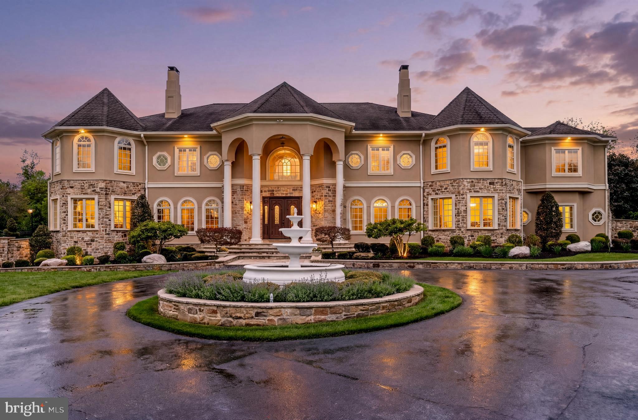 Built in 2013 and privately set behind gates in Potomac’s prestigious Palatine Community, 11900 Centurion Way is a residence of extraordinary scale, beauty, and sophistication. Gracefully positioned on manicured grounds with a sweeping circular drive and fountain arrival, this exceptional estate evokes the ambiance of a five-star European resort while offering the warmth and comfort of a truly livable home.
Designed with timeless architecture and impeccable attention to detail, the interiors are flooded with natural light through soaring arched windows and dramatic walls of glass. A breathtaking two-story family room anchors the home, where elegant proportions, refined millwork, and seamless views of the resort-style grounds create an atmosphere both grand and inviting.
The residence offers 6 spacious bedrooms, 7 full bathrooms, and 2 elegant powder rooms. The designer kitchen is as beautiful as it is functional, featuring oversized quartz islands, custom cabinetry, generous gathering spaces, and effortless flow into the home’s entertaining and family areas. An additional catering kitchen, thoughtfully designed for everyday cooking and large-scale entertaining, provides both convenience and discretion.
The outdoor experience is simply spectacular. Expansive stone terraces unfold into an extraordinary private retreat complete with a stunning resort-style pool and spa with cascading water features, an elegant pool house, outdoor lounge areas, a grilling station, a fireplace, lush landscaped gardens, and tranquil waterfall features. The professional-size tennis and basketball court further elevates the estate into a true lifestyle property designed for recreation, celebration, and serenity.
The luxurious owner’s suite offers the feel of a private sanctuary, complete with a sitting room and spa-inspired bath featuring heated floors and a steam shower. Each additional ensuite bedroom has been thoughtfully designed to provide exceptional comfort and privacy.
The walkout lower level rivals premier luxury clubs, offering expansive recreation and entertaining spaces, a dramatic theater room, wet bar, fitness area, and seamless access to the outdoor living areas and fire pit terrace. Even the smallest details were thoughtfully considered, including dedicated pet showers and multiple spa-like steam showers throughout the residence.
Additional features include a four-car garage, four-zone HVAC, whole-house generator, and exquisitely curated finishes throughout.
Rarely does a residence combine such grandeur with warmth, privacy, and effortless elegance. 11900 Centurion Way is more than a home. It is a statement of timeless luxury and elevated living.