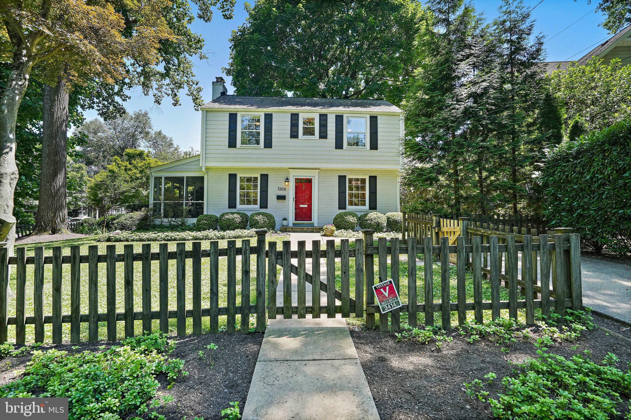 Welcome to 3414 Thornapple St, a charming single-family home in the coveted Martin's Addition neighborhood of Chevy Chase, MD, offering both modern updates and classic charm! This beautifully maintained home boasts 1,876 square feet of thoughtfully designed living space, featuring 3 spacious bedrooms, 2.5 baths, a finished basement, beautiful screened-in porch, and driveway for off-street parking, all on a gorgeous corner lot!  Step inside to be greeted by gleaming hardwood floors and recessed lighting that illuminate the inviting floor plan. The renovated kitchen is a true highlight, complete with granite counters, a convenient breakfast bar, stainless steel appliances, and plenty of cabinet storage!  The cozy living area is enhanced by a wood-burning fireplace and natural light pouring in from 3 different exposures!  Step outside to enjoy the serene outdoor living spaces, including a covered screened porch, a large deck perfect for patio set and grill, and a fenced-in corner yard.  Whether hosting friends or enjoying peaceful moments, these spaces offer endless possibilities.  The upper level features 3 REAL bedrooms including a primary bedroom with sneaky-good closet space, a full bath, and precious window bench seat with storage underneath.  The finished basement includes a large recreation room and renovated full bathroom, utility room with full size washer/dryer, and ample extra storage space!  Move in with ease, as many of the major items have already been recently replaced:  New Roof/Gutters 2019, new HVAC 2023, new furnace 2024, new hot water heater 2022, outdoor deck 2019, and basement refinished with french drain system 2019!  The Martin's Addition neighborhood is conveniently located just a few blocks to the Brookeville Market and the ever-popular  weekly farmer's market!  Convenient public transportation and Washington, DC are just minutes away. Come take a look!