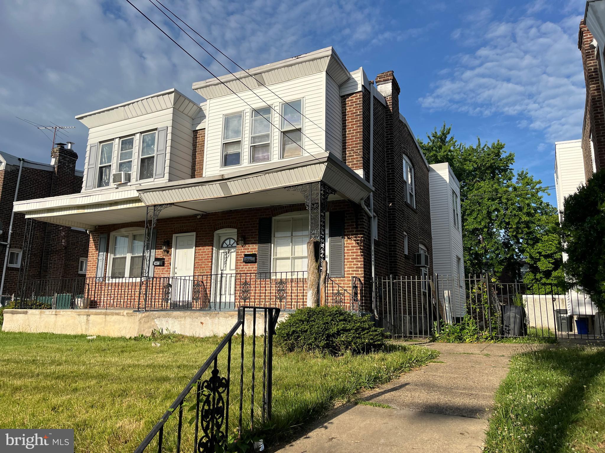 Welcome to 4212 Meridian Street, a  brick-front twin nestled on a quiet, tree-lined block in the heart of Holmesburg. This charming home greets you with a covered front porch, the perfect spot to enjoy your morning coffee or unwind at the end of the day.

Step inside to find attractive hardwood laminate flooring flowing throughout the main level. The spacious living room is filled with an abundance of natural light, creating a warm and inviting atmosphere for everyday living and entertaining. Continue through to the dining area featuring a ceiling fan and ample space for family gatherings. The large eat-in kitchen offers plenty of cabinet and counter space and provides direct access to the rear patio and expansive backyard, making outdoor dining and summer barbecues a breeze.

The upper level hosts three generously sized bedrooms, each offering adequate closet space, along with a well-appointed ceramic tile bathroom complete with a soaking tub and shower combination.

The full basement provides excellent storage space and offers tremendous potential to be finished into a family room, home office, gym, or additional living area. A separate laundry area includes the washer and dryer, and convenient Bilco doors provide direct access to the rear yard.

One of the standout features of this property is the detached one-car garage—a rare and highly desirable amenity for this section —offering secure parking, additional storage, or workshop space.

This Holmesburg and Mayfair area is one of Northeast Philadelphia's most established and sought-after neighborhoods, known for its strong sense of community, well-kept homes, and rich history dating back to the early 20th century. Residents enjoy convenient access to shopping, restaurants, schools, parks, and recreation facilities. Commuters will appreciate the easy access to I-95, Roosevelt Boulevard, and Center City Philadelphia, while multiple SEPTA bus routes and the nearby Market-Frankford Line make public transportation simple and efficient.

Don't miss this opportunity to own a charming home with a rare garage in one of Northeast Philadelphia's most convenient and desirable neighborhoods.