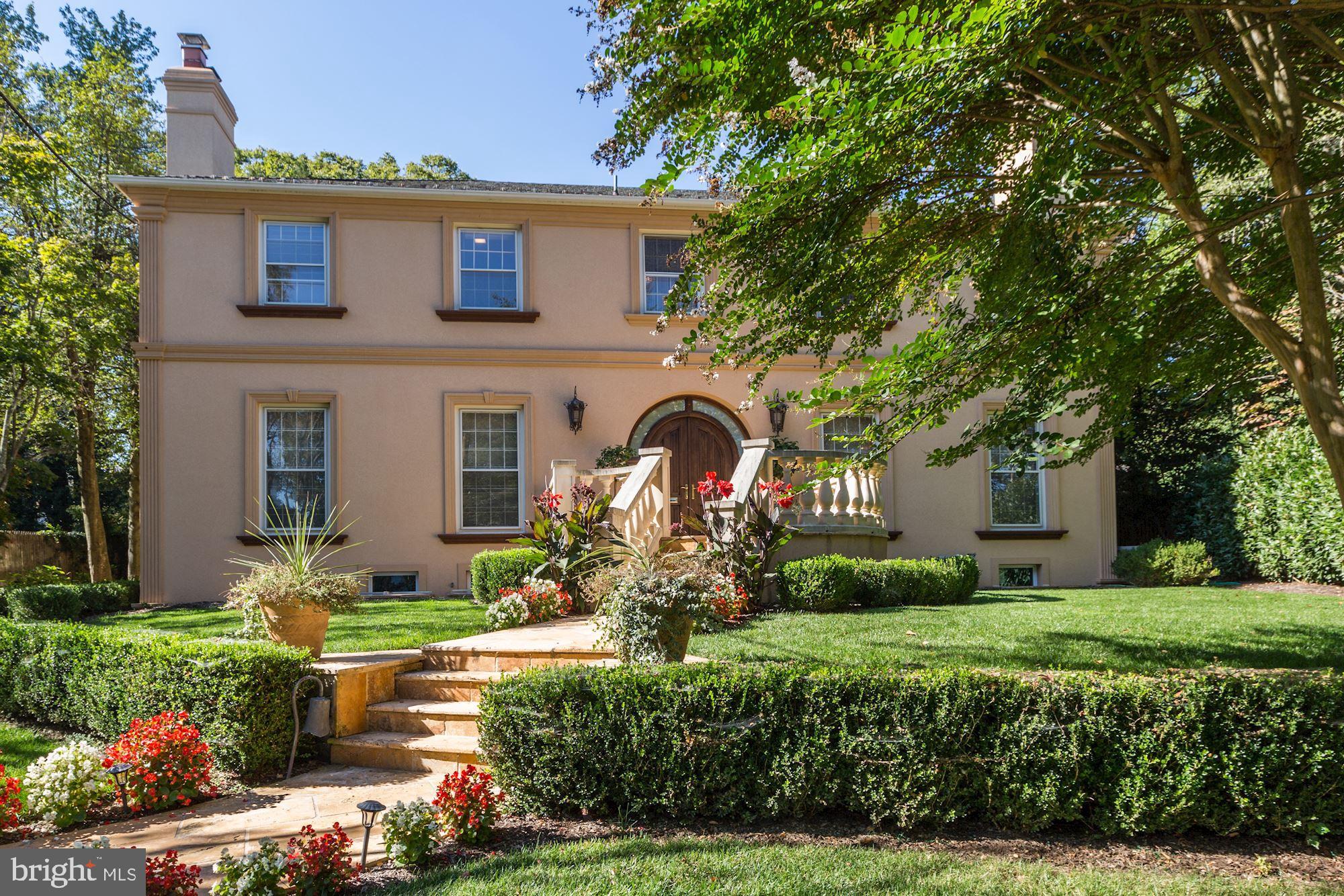 Welcome to 204 Primrose Street — a truly elegant Chevy Chase residence where classic architecture meets warm, inviting luxury. This beautifully crafted home offers six spacious bedrooms, five refined bathrooms, four fireplaces, and a magnificent private office — all set on a quiet, tree‑lined block in the highly desirable Chevy Chase Terrace.

The moment you step inside, the gracious foyer opens to sun‑filled formal rooms with tall ceilings, rich millwork, and timeless natural materials. The living and dining rooms flow effortlessly for both intimate evenings and larger gatherings, enhanced by sophisticated detailing and beautifully built‑in features. The private office is a standout space — richly appointed, quiet, and perfect for focused work or creative inspiration.

Upstairs, the luxurious primary suite feels like a personal retreat. The spa‑inspired bathroom features striking onyx tile, dual vanities, a large soaking tub, and an elegant glass‑enclosed shower. Additional bedrooms offer comfort and privacy for family and guests, each with generous proportions, abundant natural light, and refined finishes. The lower level adds even more flexibility with a recreation room, guest suite, and spaces ideal for media, fitness, or play.

Outside, mature trees and lush landscaping frame a serene backyard designed for outdoor dining, relaxation, and gatherings. A covered terrace and balcony create a seamless connection between indoor and outdoor living, making this home feel like a peaceful escape in the heart of Chevy Chase.

Just moments from downtown Bethesda, parks, shops, restaurants, and top Montgomery County schools, this exceptional property offers timeless beauty, generous space, and an unbeatable location.