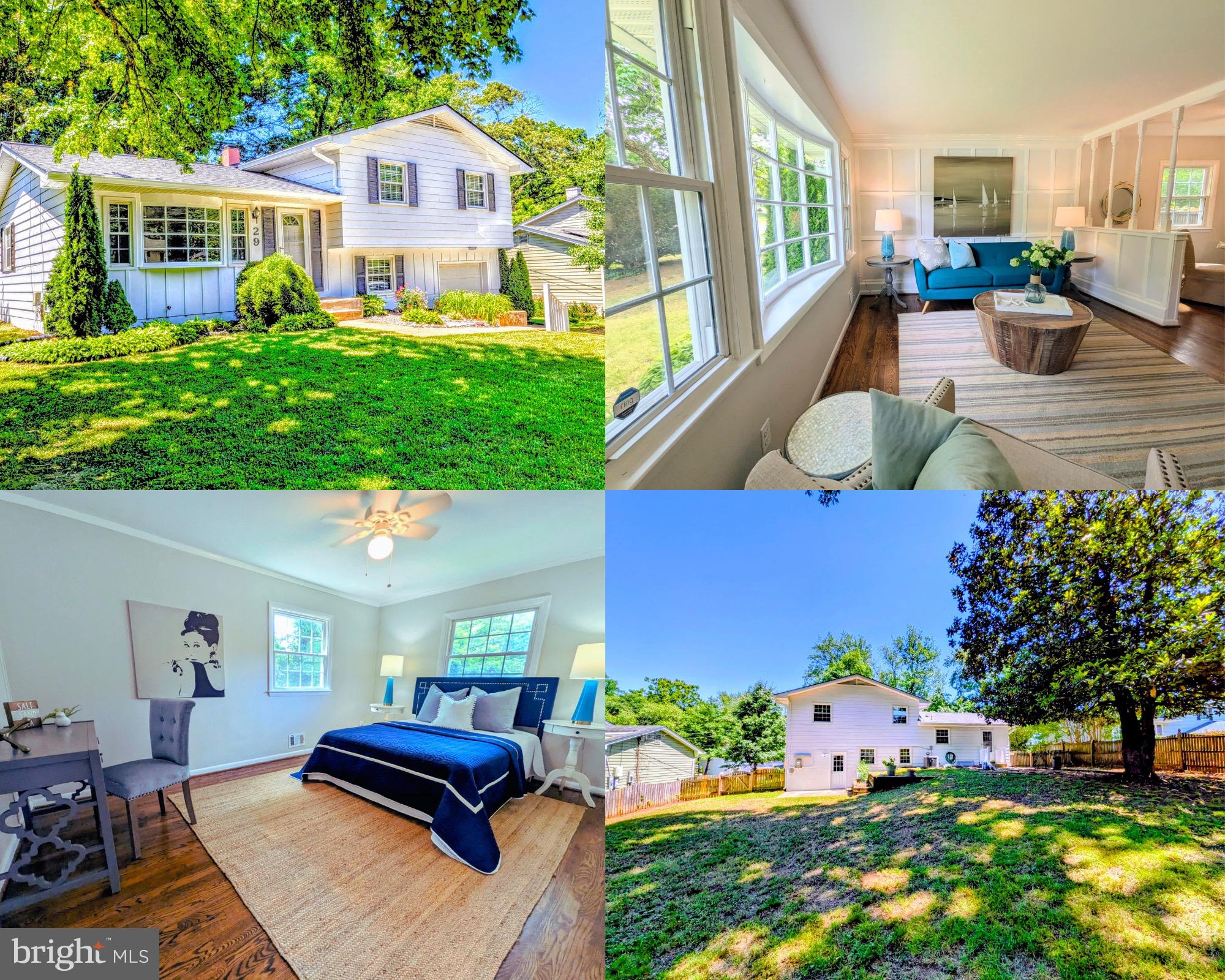 Better HURRY!!! This beauty is tucked-in near back of community location with a large, fenced backyard close to both work and play! Lovingly maintained split-level - move-in ready for its lucky new owners. Enjoy an updated  white & bright kitchen, hardwood floors on the main and upper levels, newer roof, attached garage, and off-street parking. NEW roof w/ 6" gutters, HVAC-2024, & newer appliances.
Located in the sought-after Broadneck School District & within walking distance to Arnold elementary school- this beauty is priced to sell in desirable, established community with wide streets, mature trees & landscaping & easy commute to Rts. 50/97 & 32. Welcome home to 29 Sheridan!