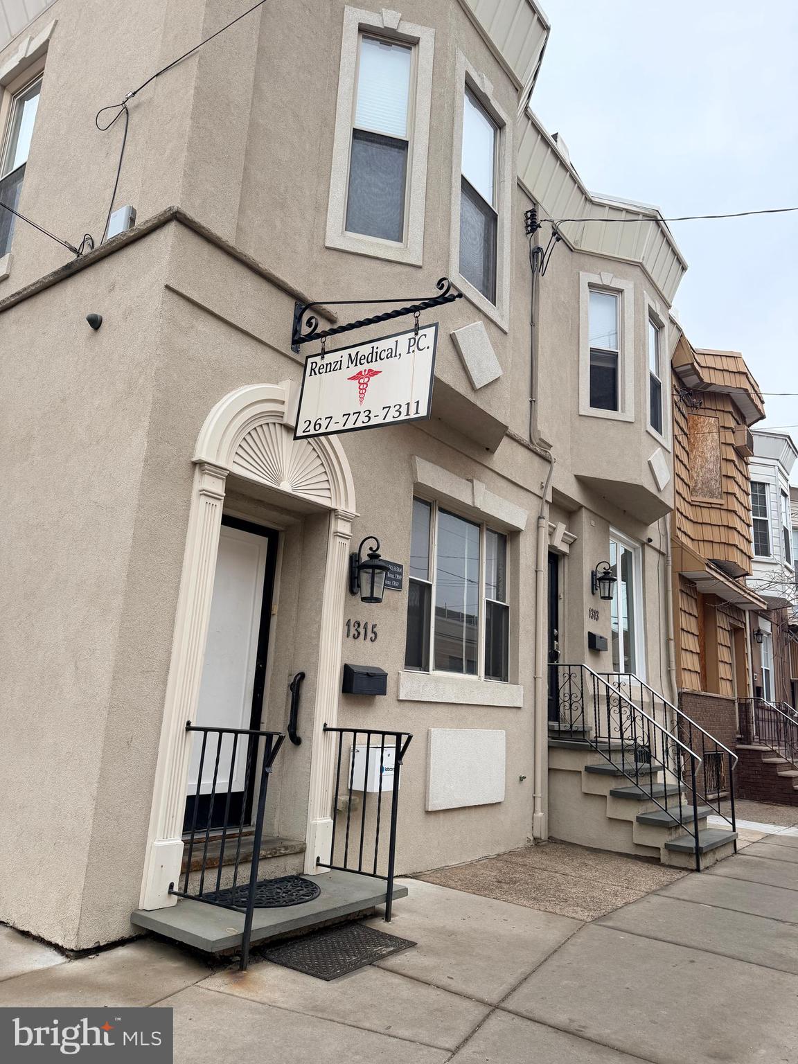 An opportunity to acquire two adjoining commercial-use buildings at 1313–1315 Wolf Street, together or individually, each with separate Deeds and entrances with interior connectivity. Built for medical specialties, urgent care, podiatry dental, cosmetic, or therapy practices, multispecialty and administrative healthcare operations. Custom-built cabinetry throughout both buildings supports efficient workflow.  The configuration supports multi-suite operations, patient/client flow, private work areas and admin functions with fully finished lower levels for owner-users, outpatient services, or investors seeking medical-anchored assets. Finished lower levels  with storage and kitchenettes. The strategic location offers proximity to hospitals, referral networks, staff accessibility, and patient convenience. Convenient to public transportation, PHL Airport, & major arteries. Residential apartment located above 1315 Wolf Street provides additional income.  Combined, the properties offer operational efficiency, flexible space allocation, and potential for owner-users or investors seeking a multi-functional commercial asset across from Jefferson Methodist Hospital.  Call for Value Pricing