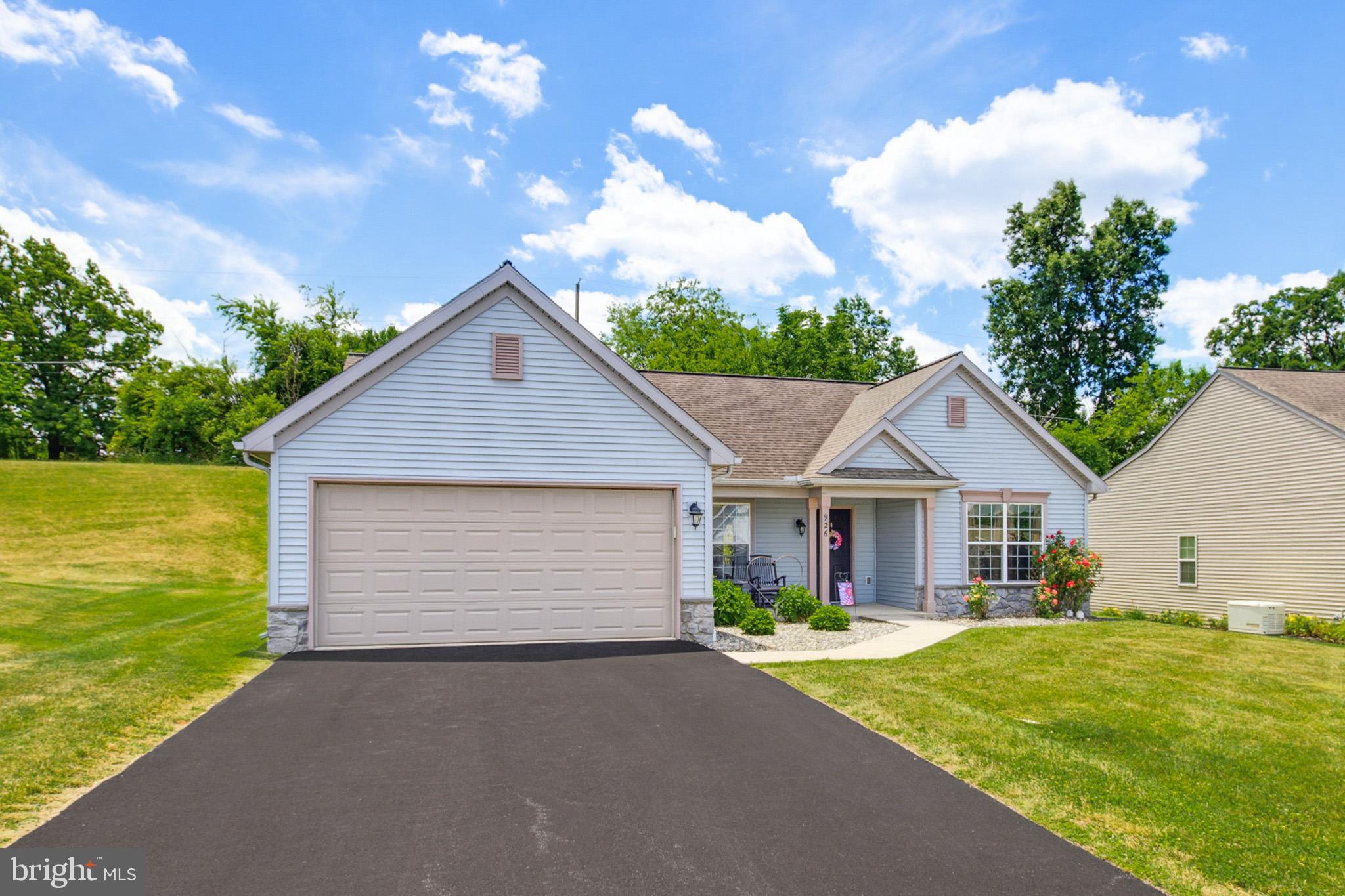 THE POOL IS OPEN FOR THE SEASON! Welcome to 926 Sweetbay Lane, a well-maintained, detached ranch-style home located in the desirable 55+ community of The Crossings at Sweetbriar in Lebanon, PA. Built in 2015 by Landmark Homes, this property offers comfortable, single-story living with 3 bedrooms, 2 full bathrooms, and an inviting open-concept floor plan.

The home features an owners' suite complete with a private bath and walk-in closet. The kitchen is equipped with an island and provides direct access to a private patio, perfect for relaxing or entertaining. For convenience and peace of mind, the residence includes economical gas heat, central air, a whole-house generator, and a main bathroom designed to be handicapped accessible. It also includes an oversized, attached two-car garage.

The community amenities include a private clubhouse with an exercise room, billiard room, card room, and meeting room, along with walking and biking trails that meander through acres of preserved open space along with an outdoor community pool. The location is tranquil, surrounded by scenic farmland to the north, yet conveniently close to shopping, dining, recreation, and medical facilities to the south.

The seller is HIGHLY MOTIVATED!  Book your showing today!