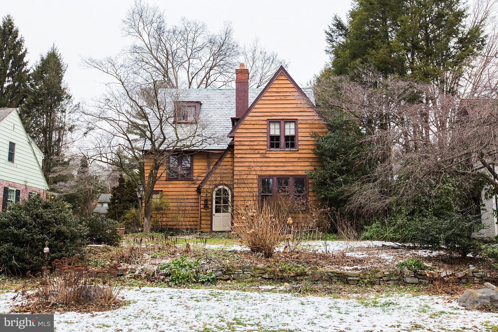 5 Bedroom 3 bathroom Tudor Style Home in a very desirable neighborhood.  Recently installed HVAC and High efficient Gas Boiler. Two Wood Burning Fireplaces, Lots of Original Character throughout this home. Take note of the elevator in butler pantry. Detached 2 car garage. Lots of established Landscaping.